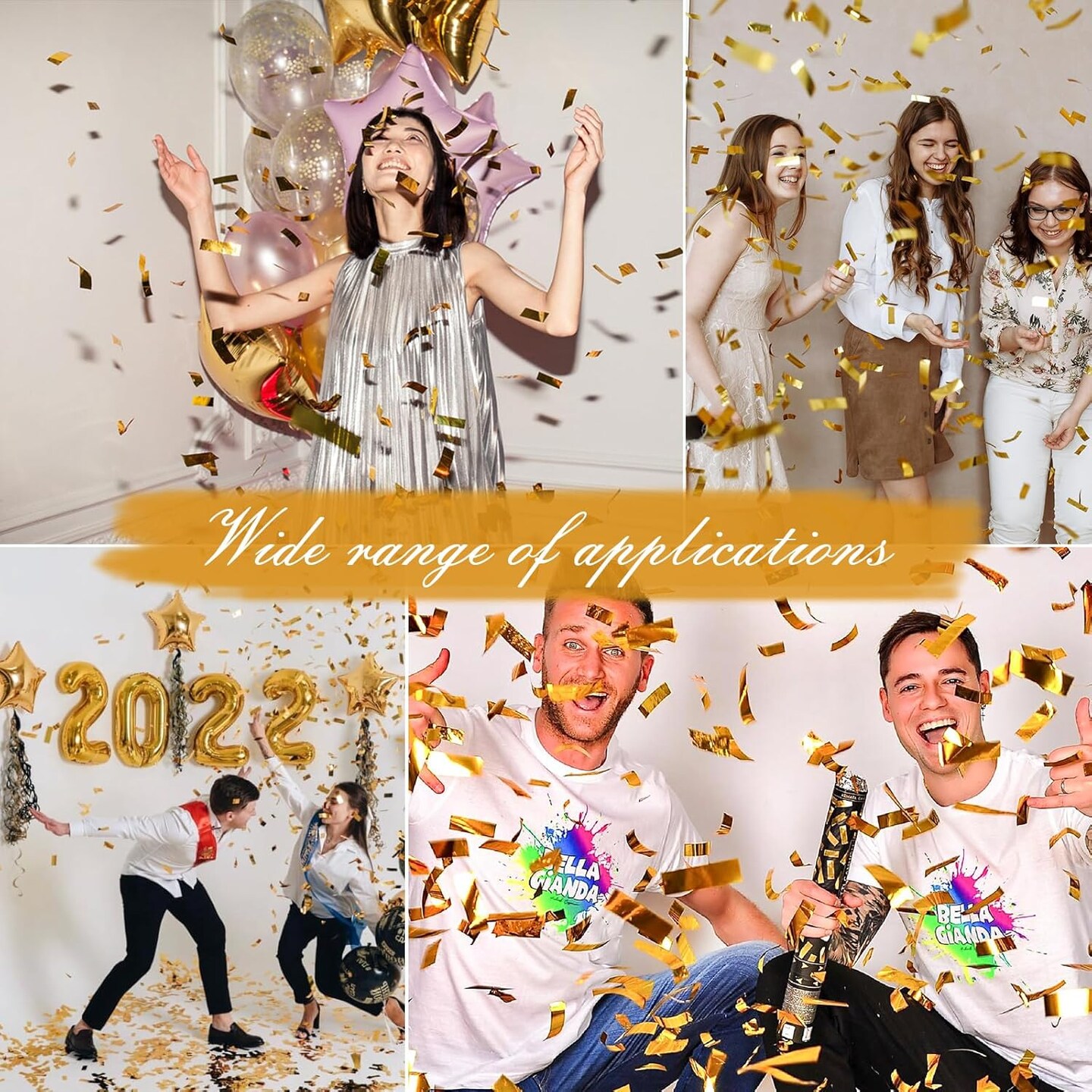 15" Yellow & Gold Confetti Cannons – Air-Powered Party Poppers for Celebrations