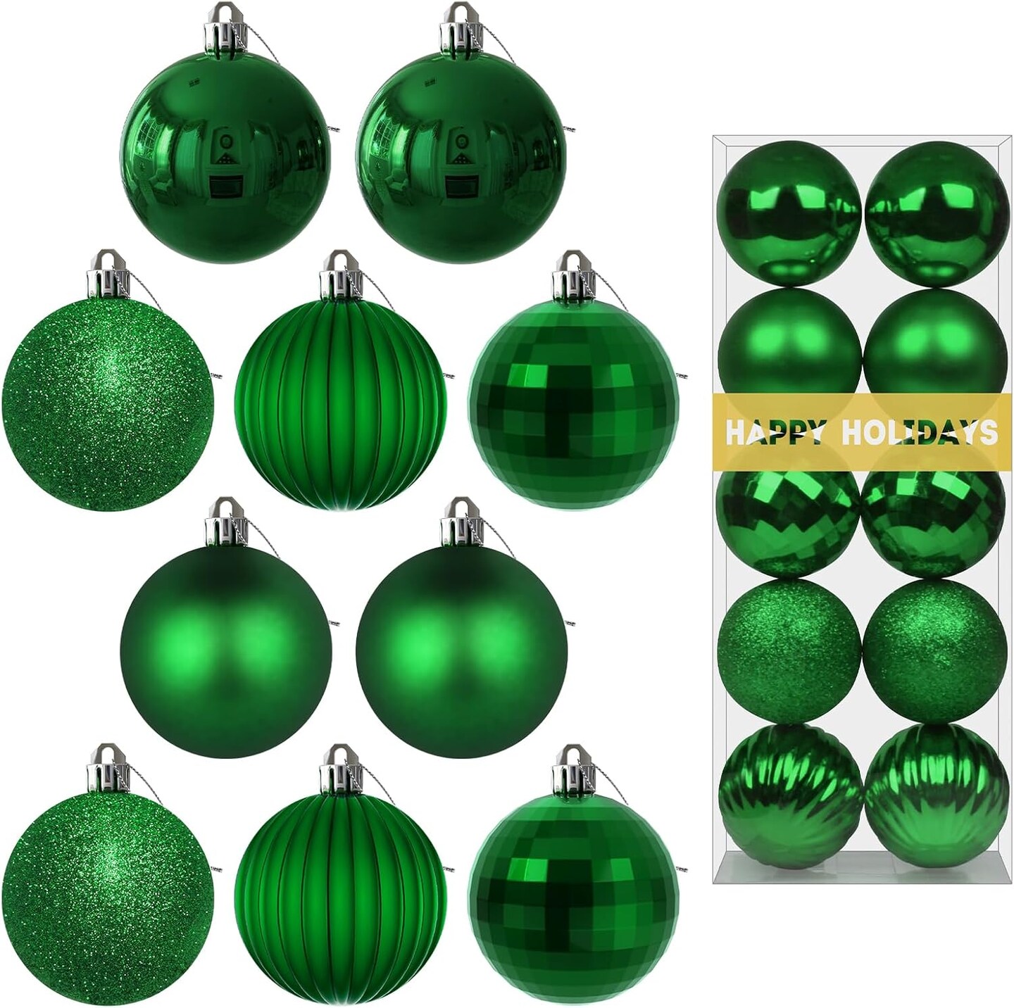 Emerald Green 3.2&#x22; Large Christmas Balls - Christmas Tree Decoration Ornaments Shatterproof Hanging Balls for Birthday Halloween Holiday Wedding Decorations Set of 10pcs