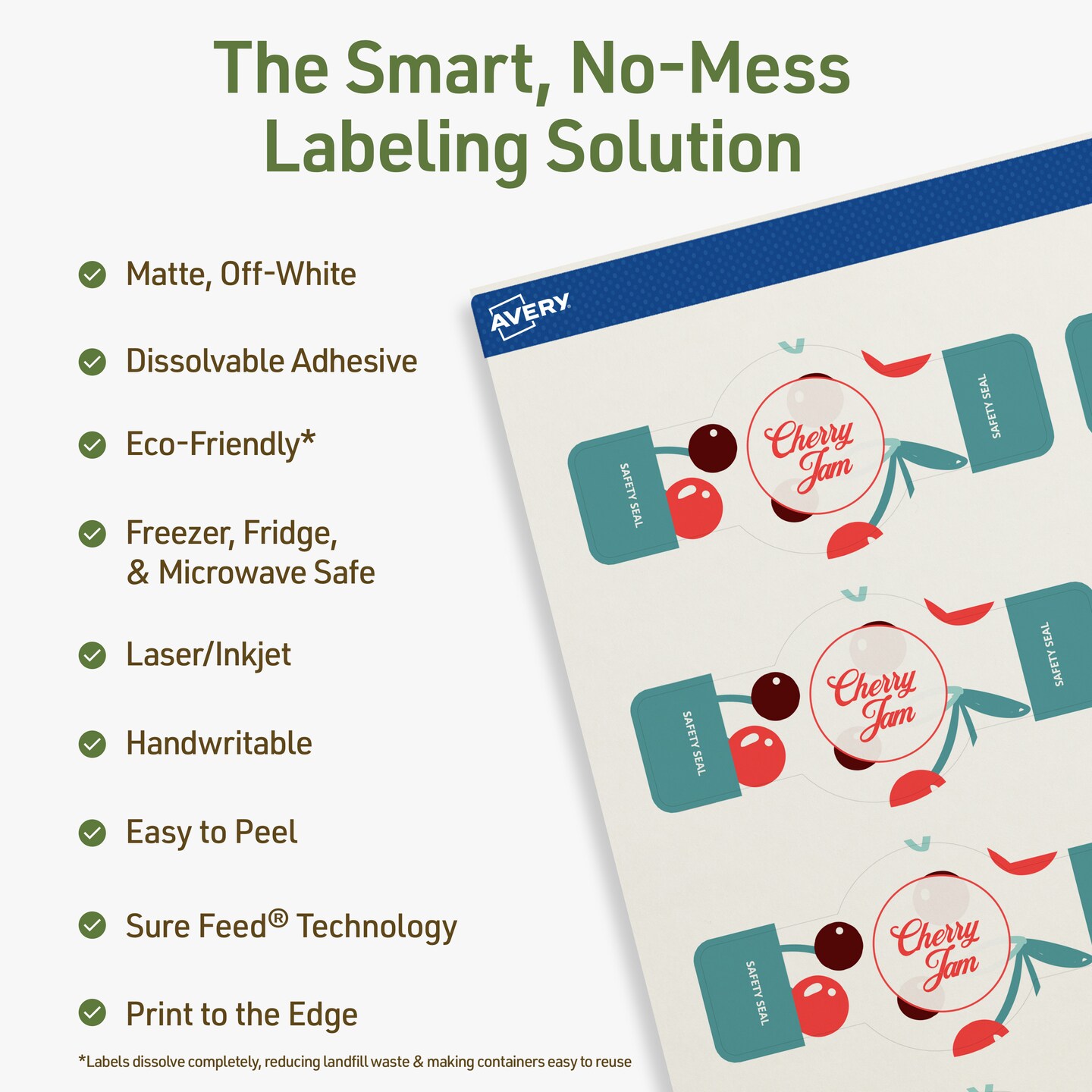 Avery Dissolvable Labels, 1.5&#x22; x 3.5&#x22; Cigar