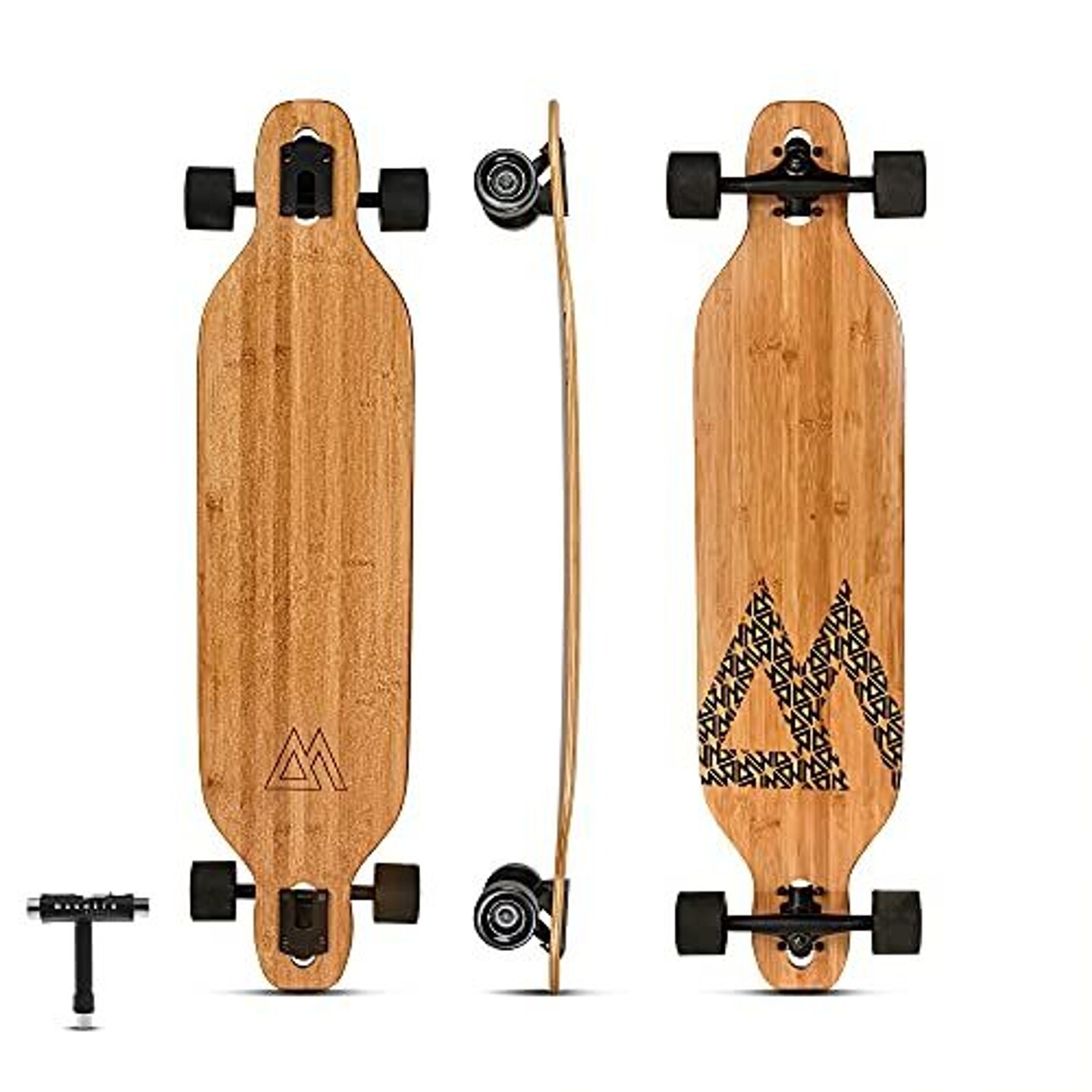 Magneto Longboards Bamboo Longboards, Flexible, Durable, Versatile Longboard for Cruising, Carving, Free-Style, Downhill and Dancing, Bamboo Carving Longboard Skateboard, 38.5” x 9”