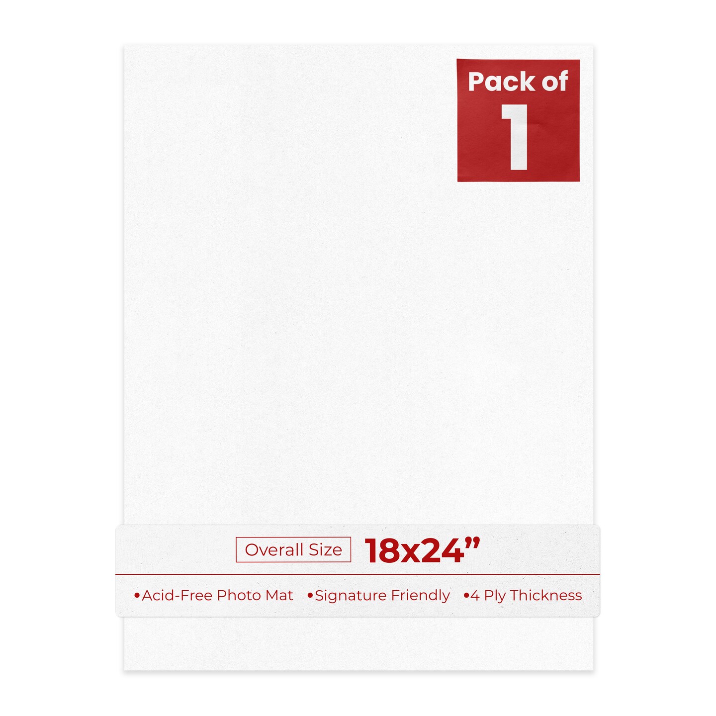 White with Black Core 18x24 Uncut Mat Board - Blank Sheets, No Opening