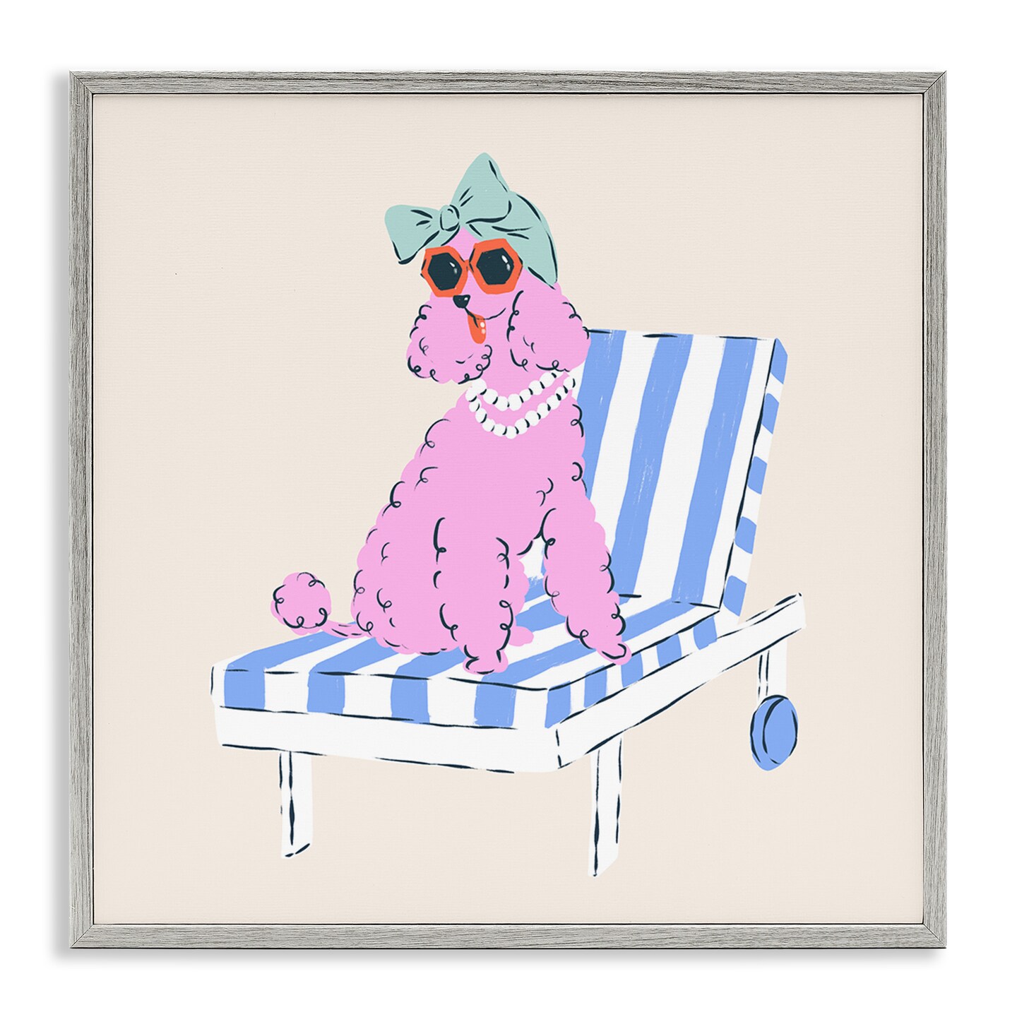 Stupell Industries Trendy Poodle Lounge Chair Framed Giclee, design by Krissy Mast