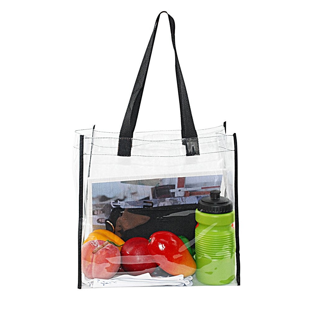 2-Pack Stadium Approved Clear Tote Bag, Stadium Security Travel &#x26; Gym Clear Bag, Perfect for Work, School, Sports Games and Concerts,12&#x22;X 12&#x22;X 6&#x22;