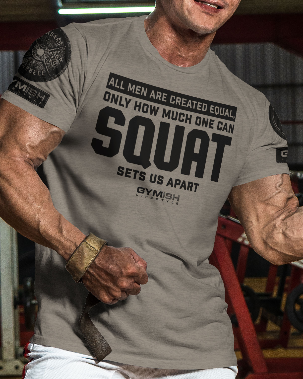 090. Created Equal Squat Funny Workout Gym T-Shirt for Men - image43