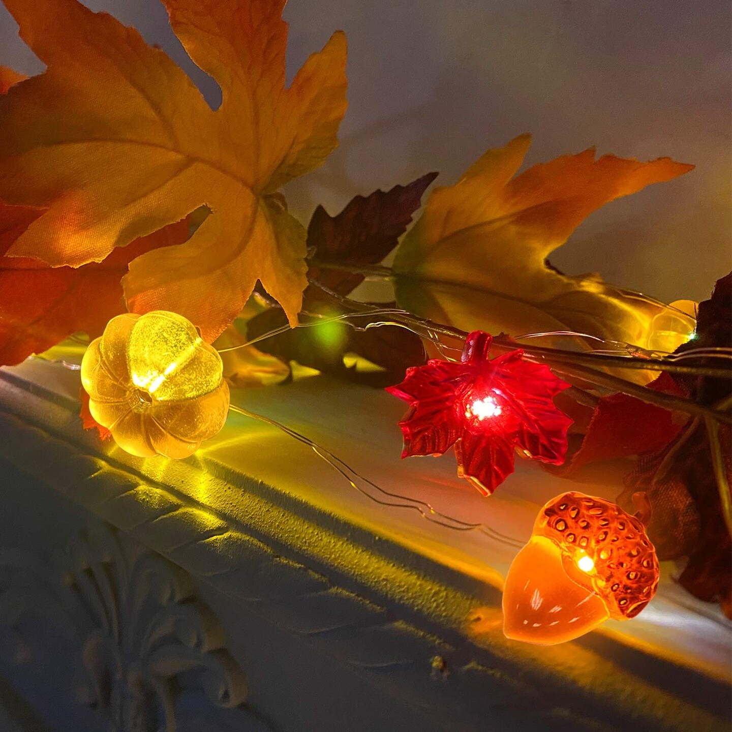 Fall Decor 30LED/10Ft 3D Pumpkin Lights Fall Thanksgiving Decorations, 3 in 1 Battery Powered Fall Lights Pumpkin Decor, Fall Garland Lights Indoor Outdoor Thanksgiving Halloween Decor Autumn