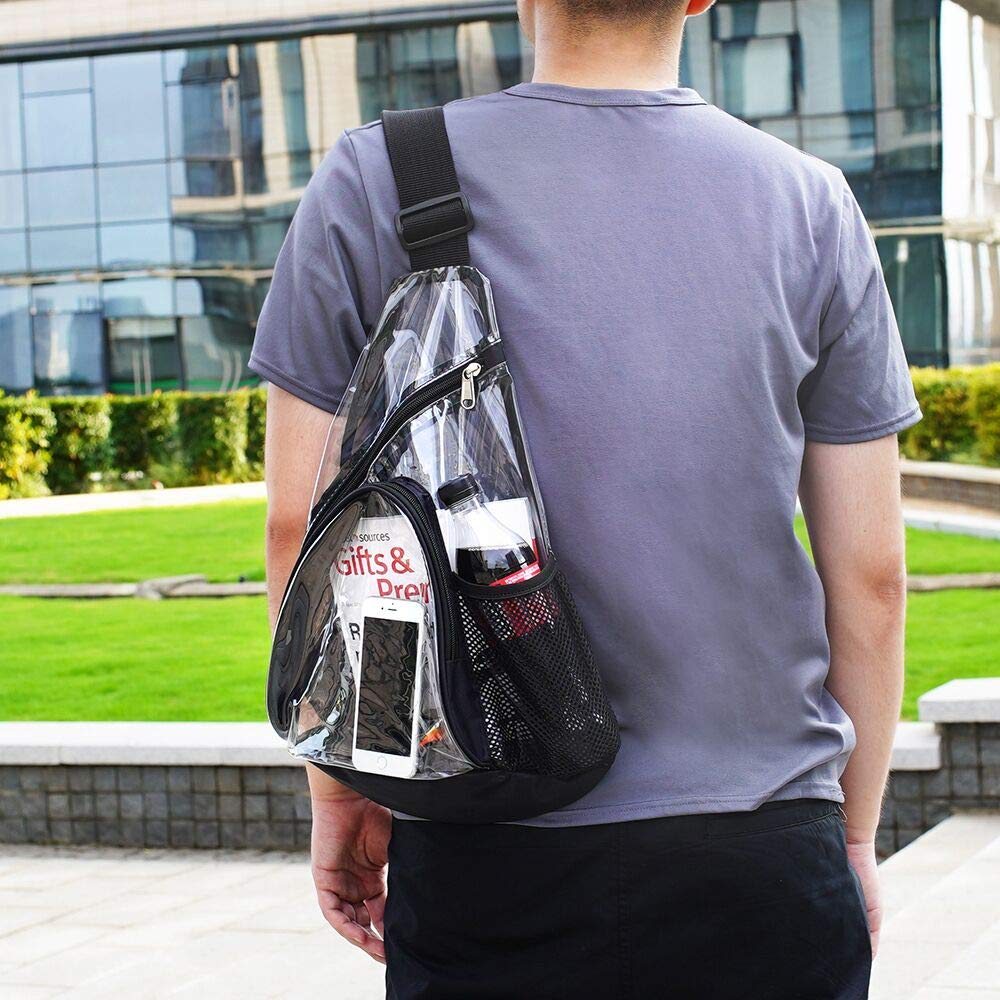 Clear PVC Sling Bag - Stadium Approved Clear Shoulder Crossbody Backpack Large