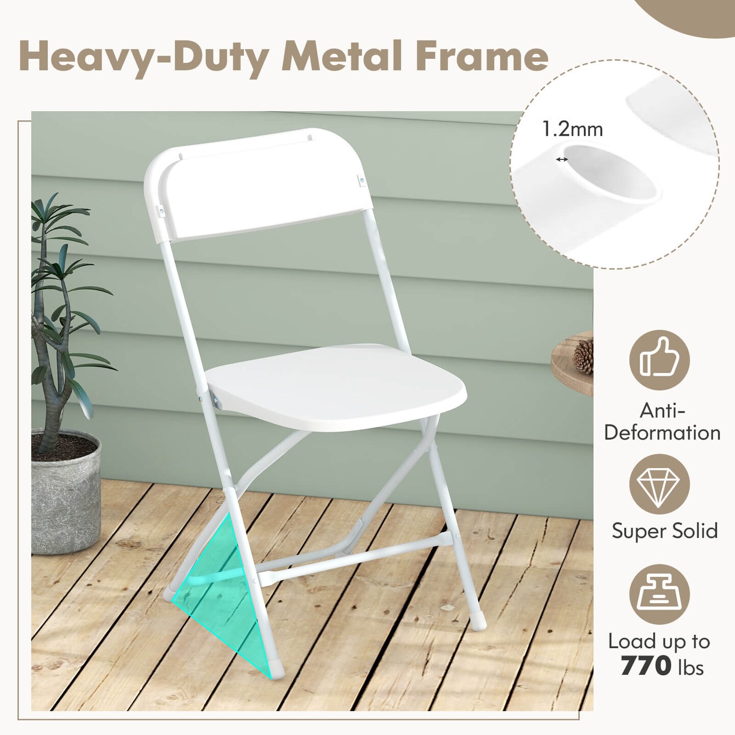 Costway 4/8/12/16/20 Pack Metal Folding Chairs with Plastic Seat &#x26; Back Heavy-Duty Metal Frame