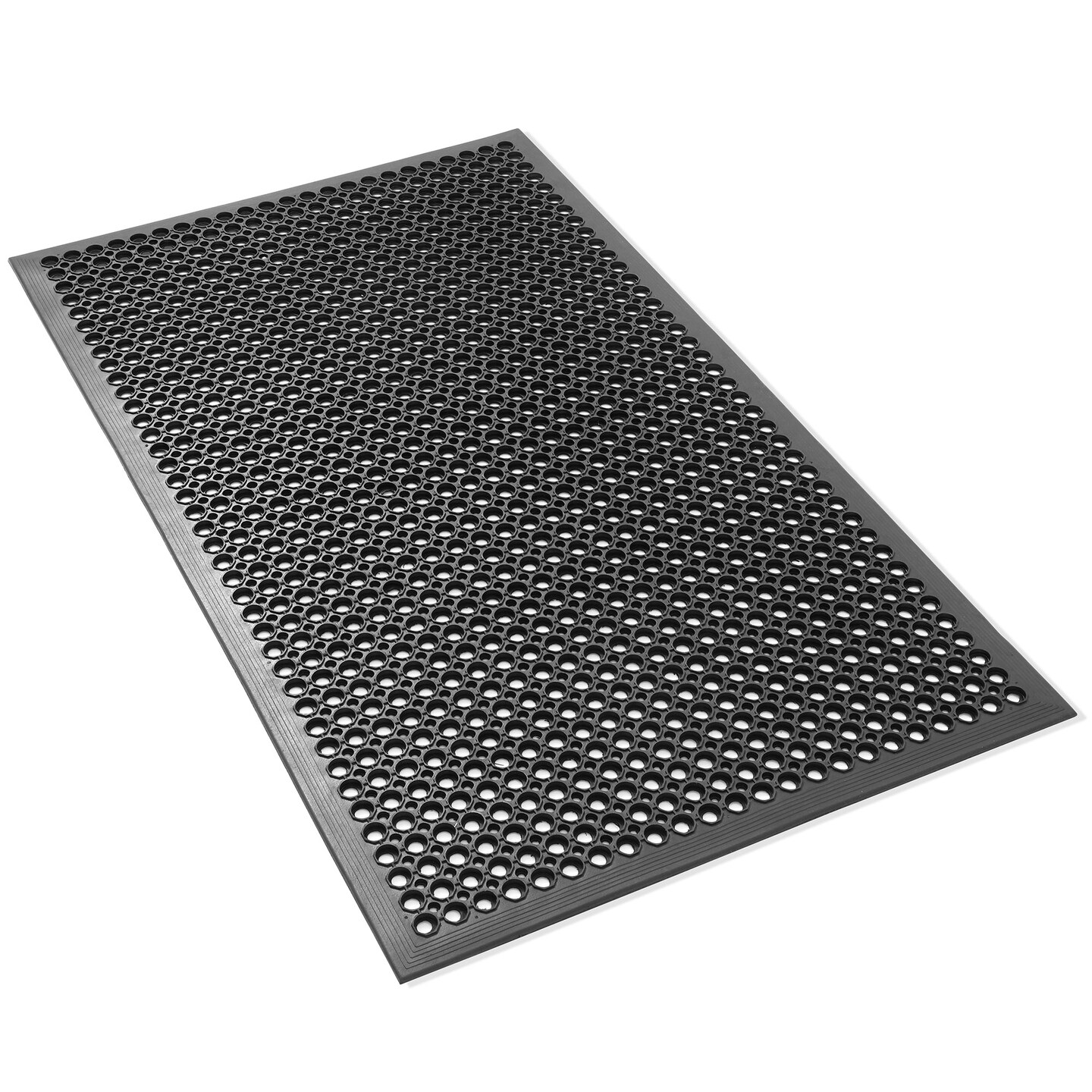 GRIDMANN Rubber Floor Mats, Anti-Fatigue Drainage Mats, Non-Slip and Grease Resistant for Restaurants, Commercial Kitchens, Bar Floors, Black