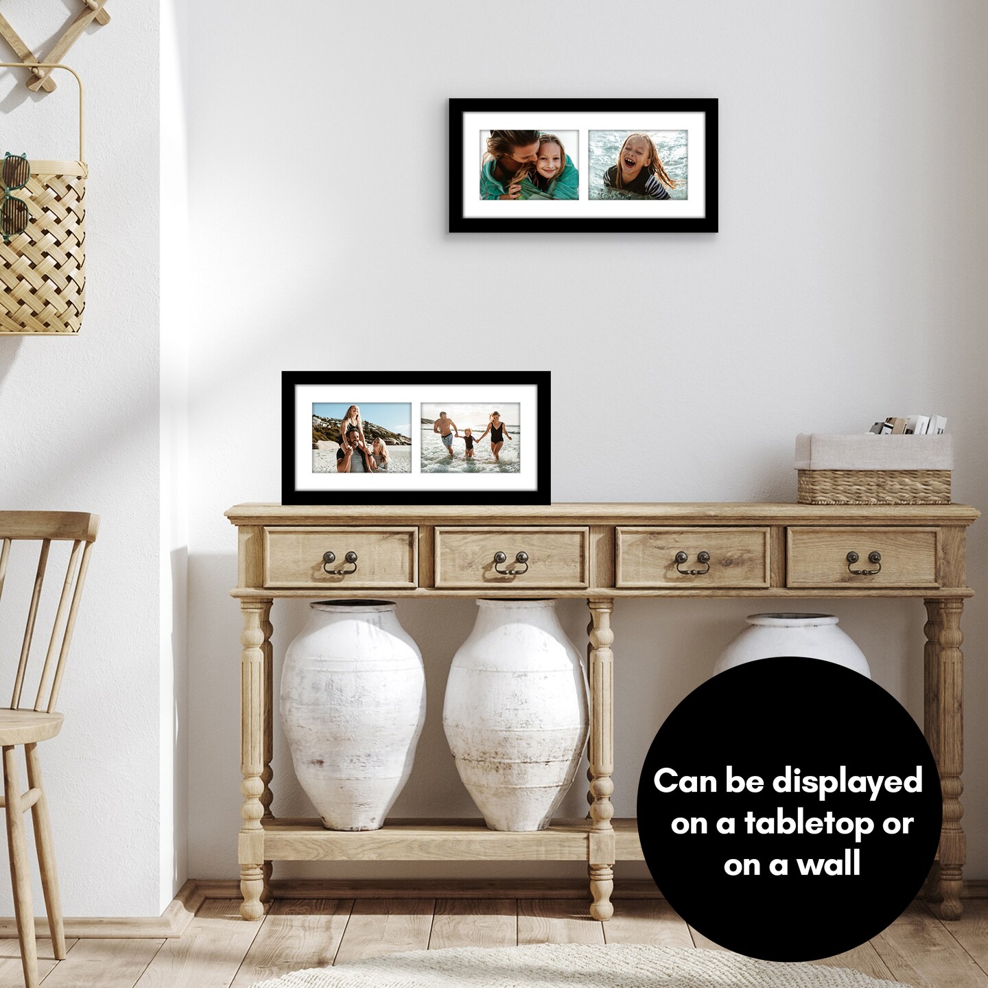 Americanflat 7x16 Collage Picture Frame - Fits Two 5x7 Photos or One 7x16 Picture