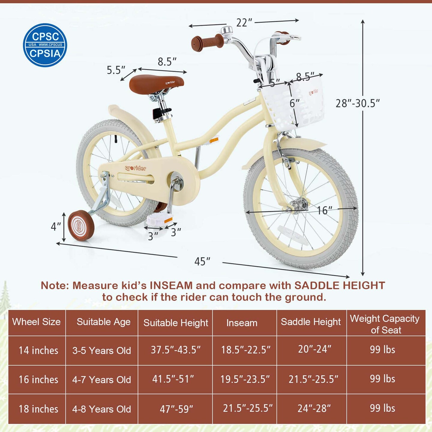 Costway 16'' Kids Bike Toddler Adjustable Bicycle withTraining Wheel for 4-8 Years Old Girl Purple/Pink/Turquoise/Blue/Beige/Green