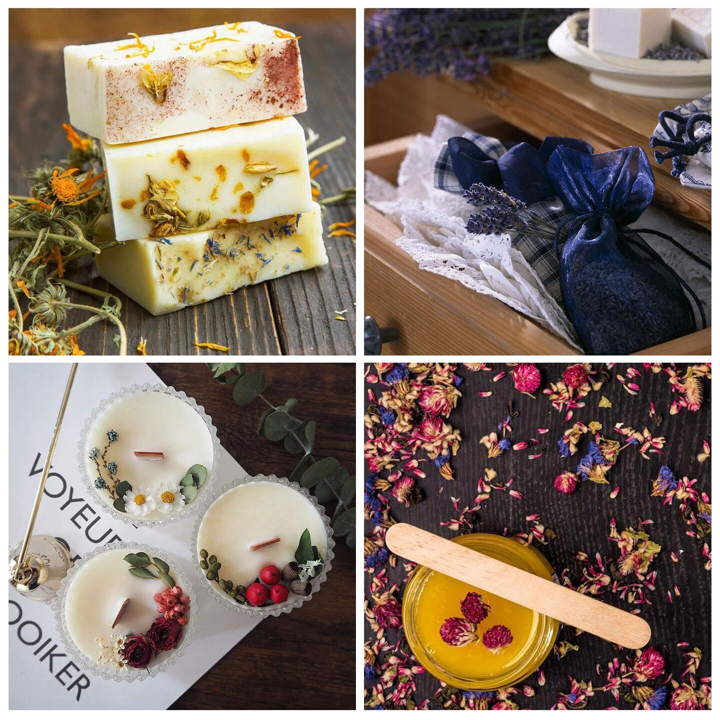 9 Bags Dried Flowers,100% Natural Dried Flowers Herbs Kit for Soap Making, DIY Candle Making,Bath - Include Rose Petals,Lavender,Don&#x27;t Forget Me,Lilium,Jasmine,Rosebudsand More