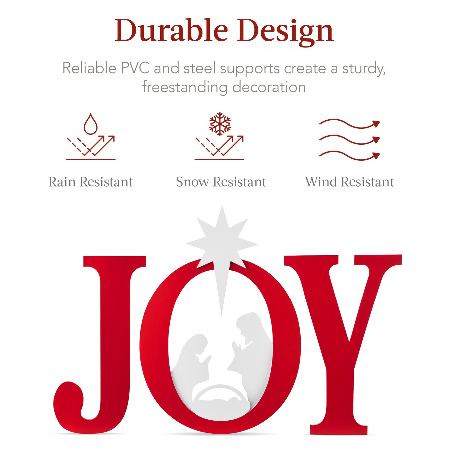 Best Choice Products 46in Outdoor JOY Christmas Nativity Decoration w/ Weather Resistant PVC, Ground Stakes