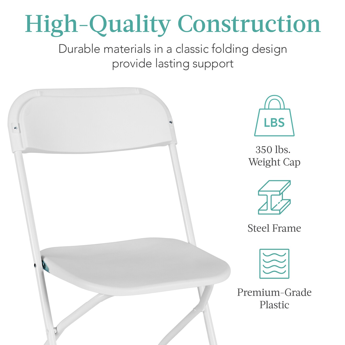 Best Choice Products Set of 10 Folding Stacking Plastic Chairs w/ Non-Slip Feet, 350lb Capacity