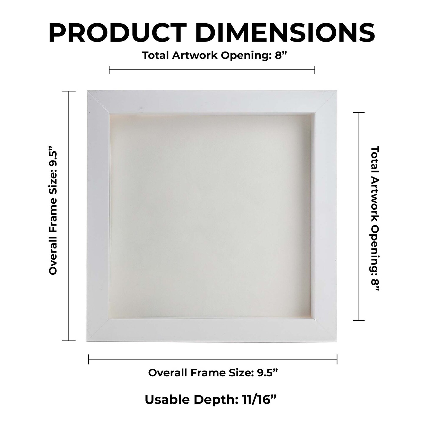 Classic White Wood Shadown Box Frame with Acrylic Front - White Suede Backing, 30 Sizes