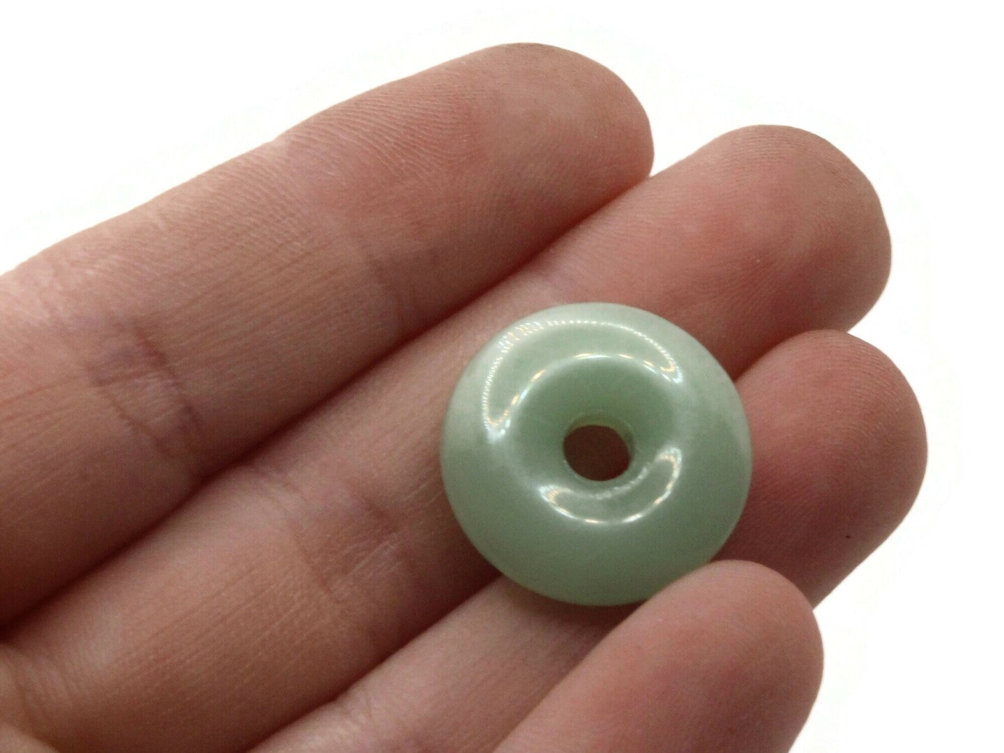8 19mm Light Green Glass Large Hole Donut Flat Round Ring Beads