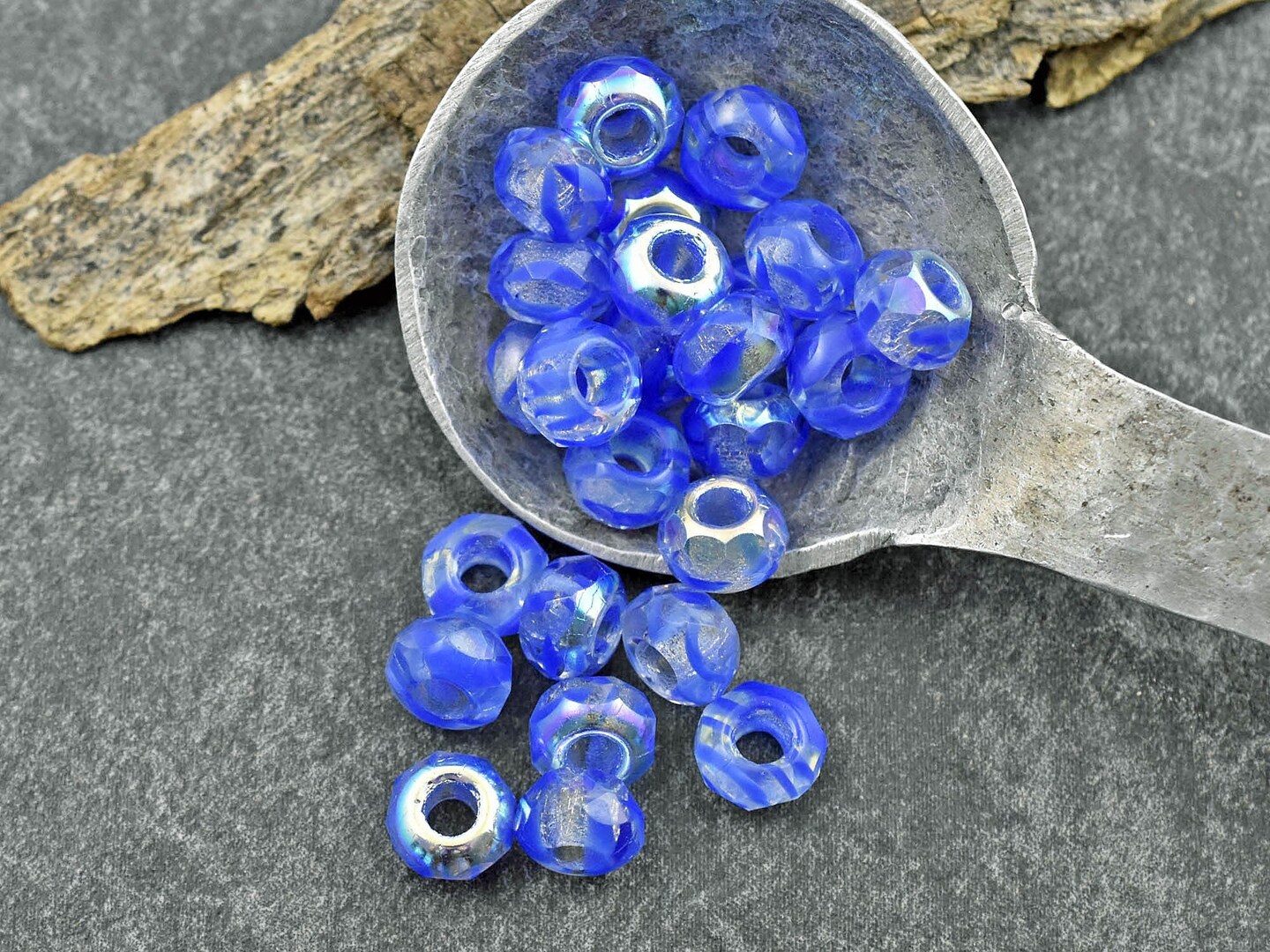 *25* 6x9mm Crystal Sapphire AB Faceted Large Hole Rondelle Roller Beads