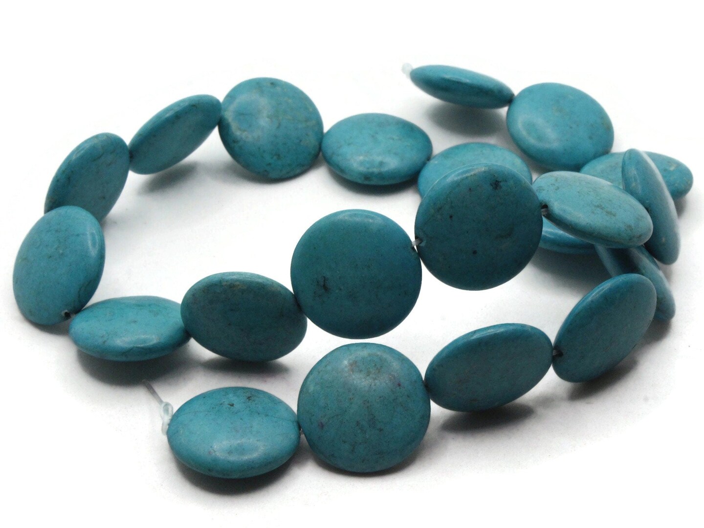 22 20mm Synthetic Turquoise Blue Coin Gemstone Beads