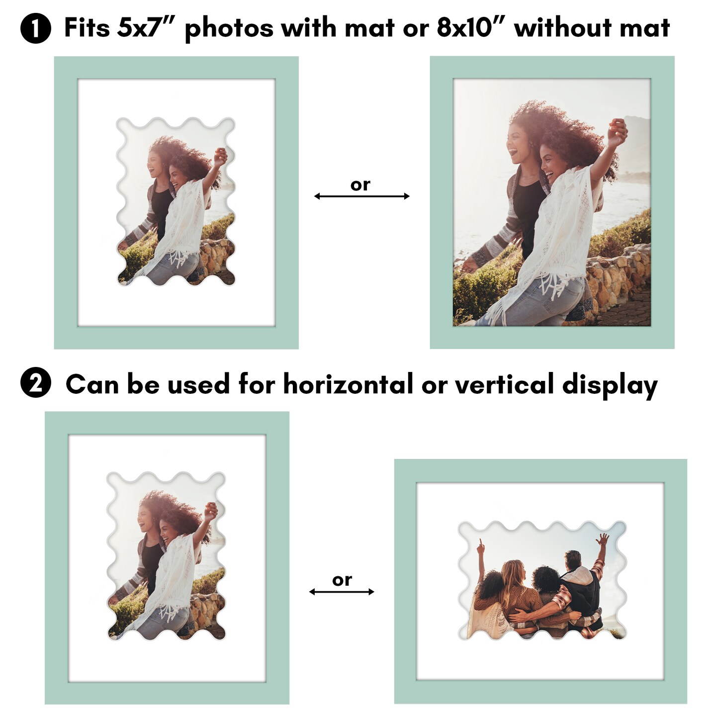 Americanflat Picture Frame with Wavy Mat - Ideal for Any Room, Living Rooms, Dorm Room