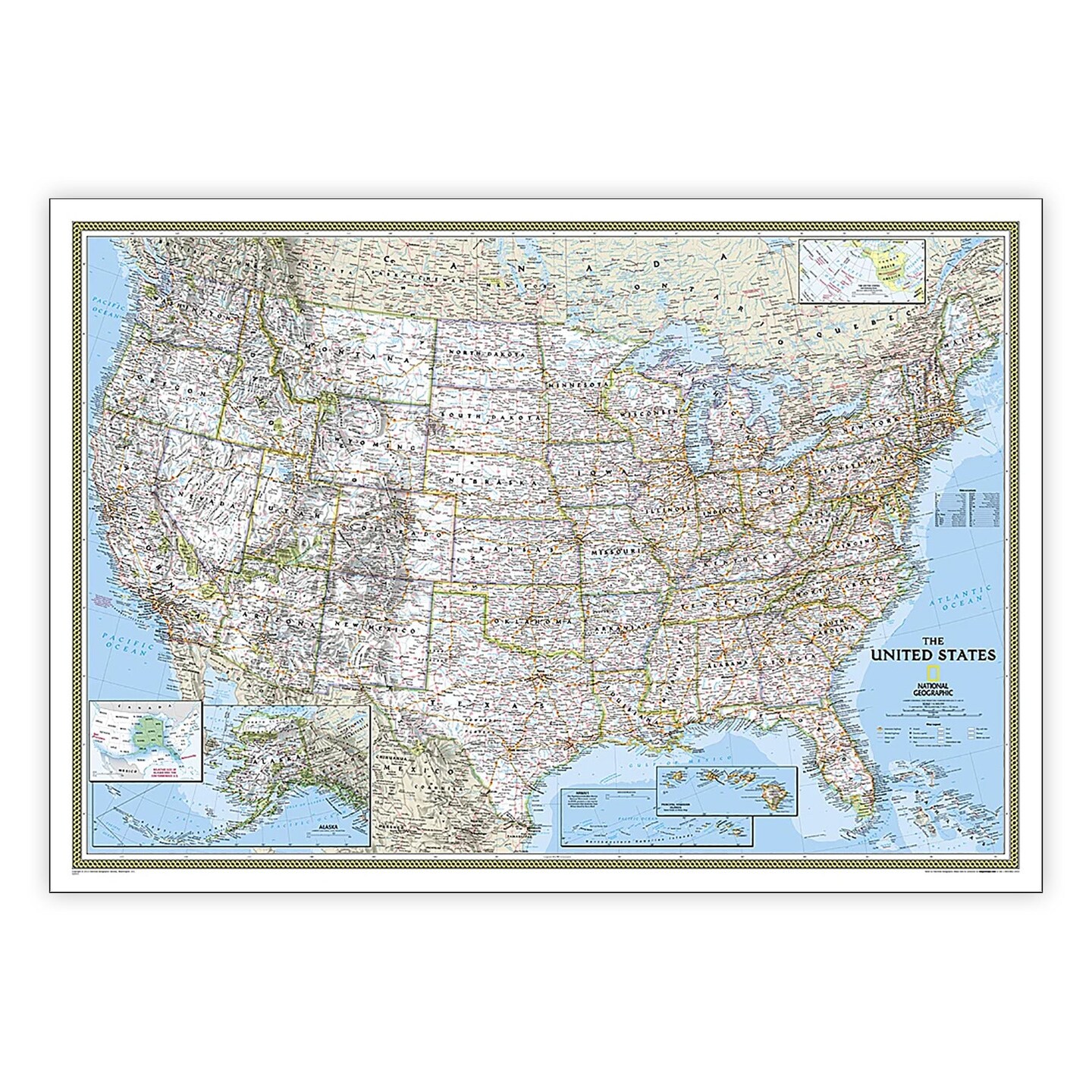 United States Classic Map, Laminated, 43.5&#x22; x 30.5&#x22;
