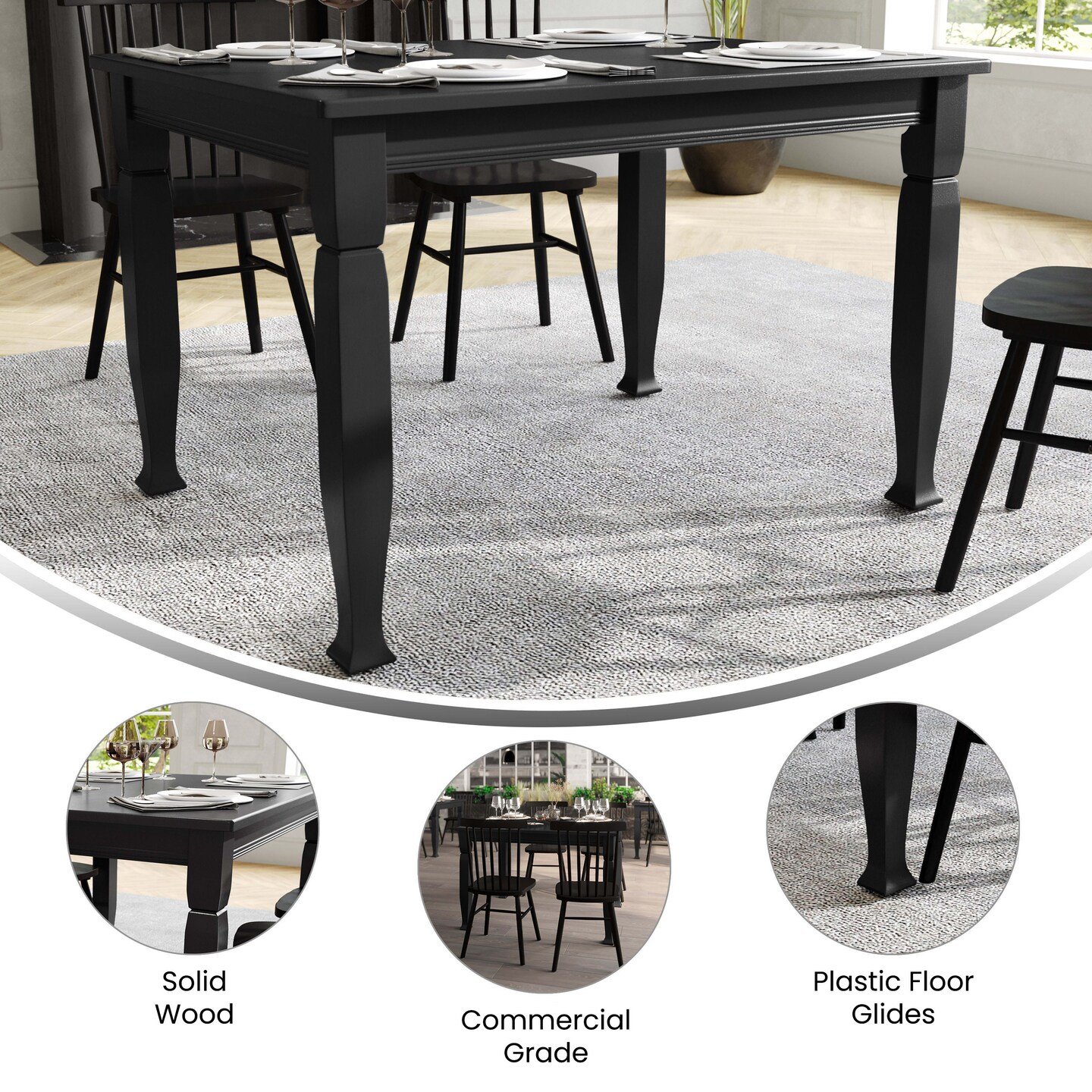 Merrick Lane Finnley Wooden Dining Table with Sculpted Legs