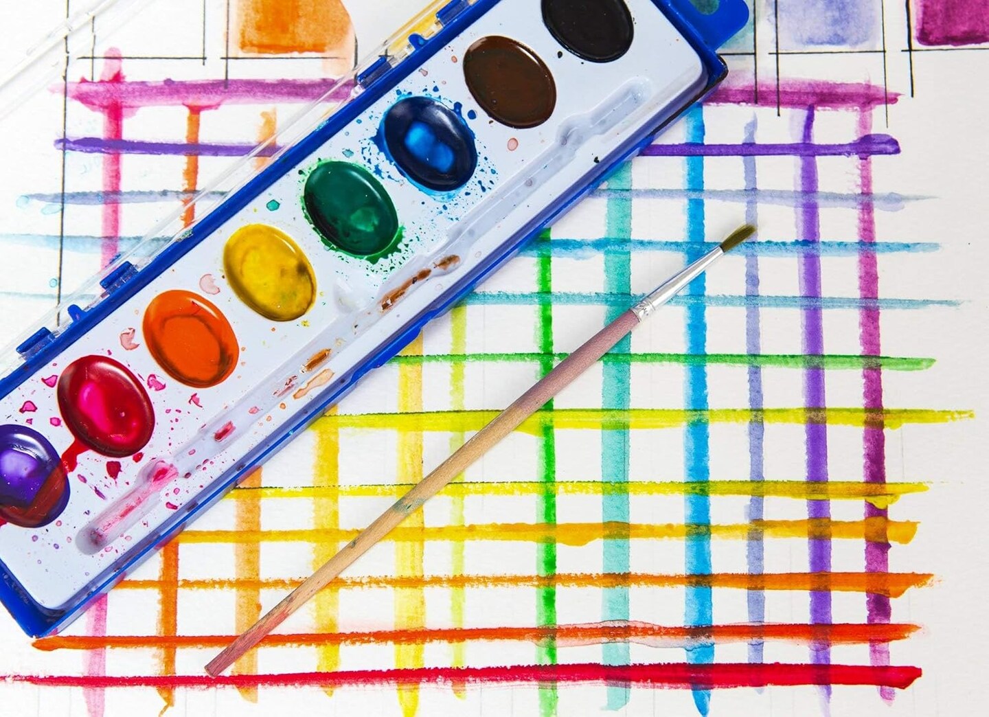 Watercolors Paint Pack, 36 Sets with Wood Brushes, 8 Washable Colors Each