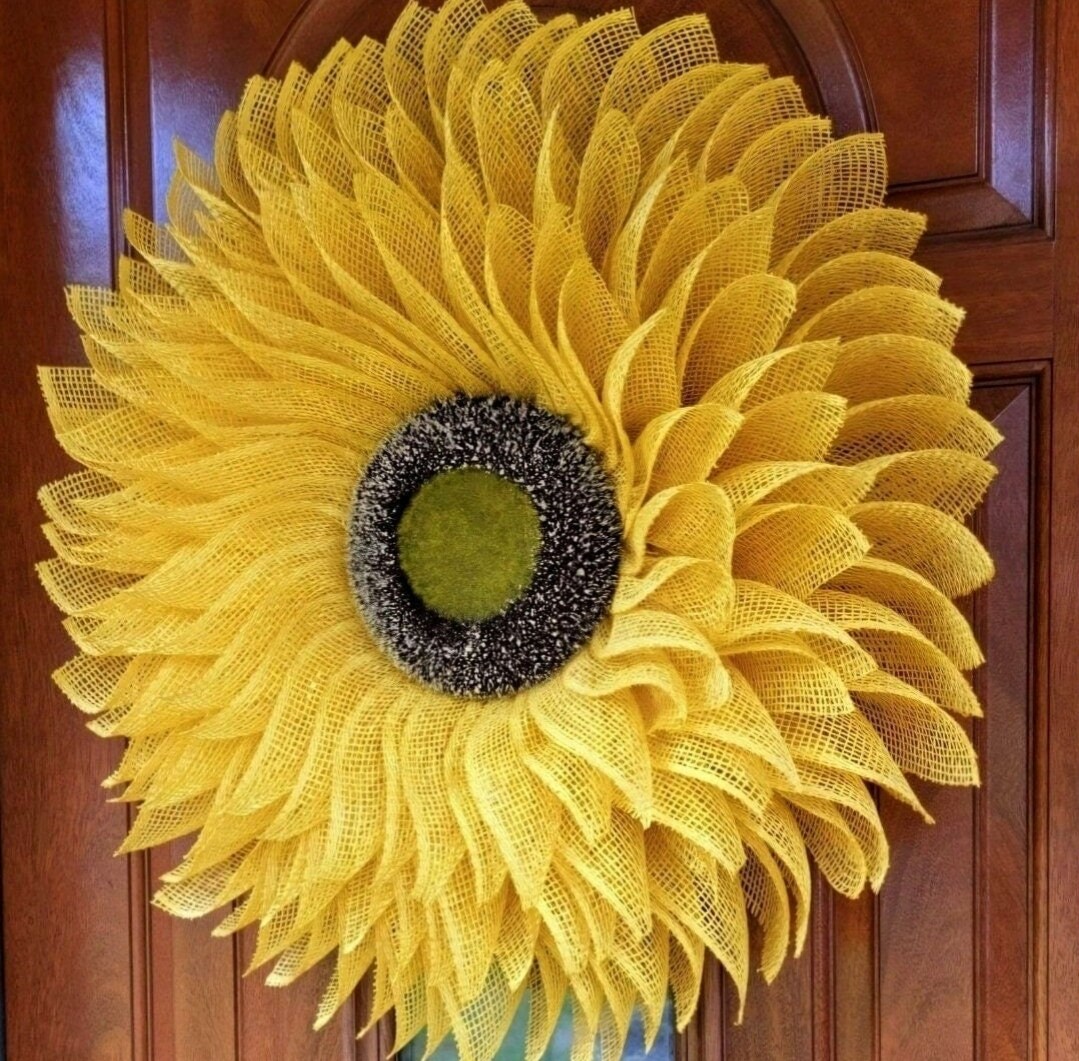 Sunflower Wreath For Front Door Double Door Yellow Burlap Flower Spring Summer Fall Seasonal 6698