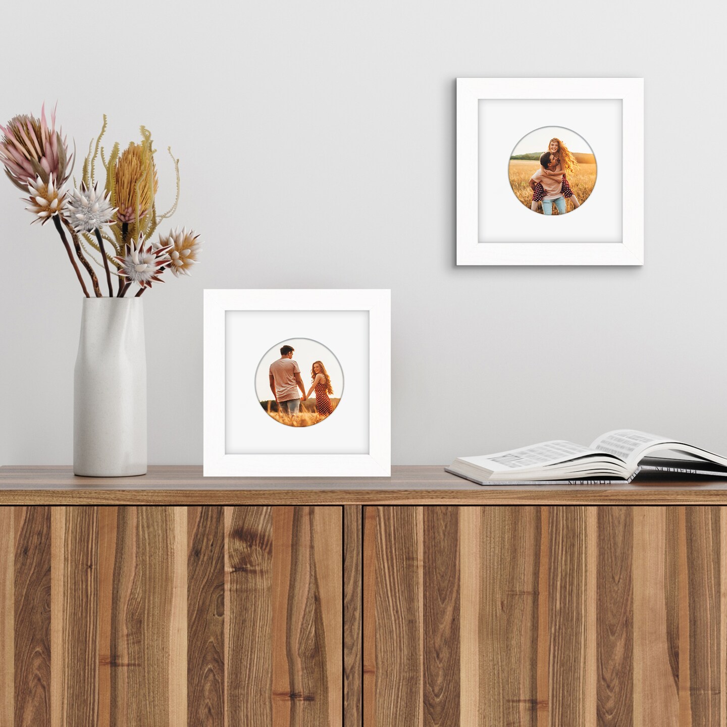 Americanflat Picture Frame with Round-Shaped Mat - Ideal for Any Room, Living Rooms, Dorm Room