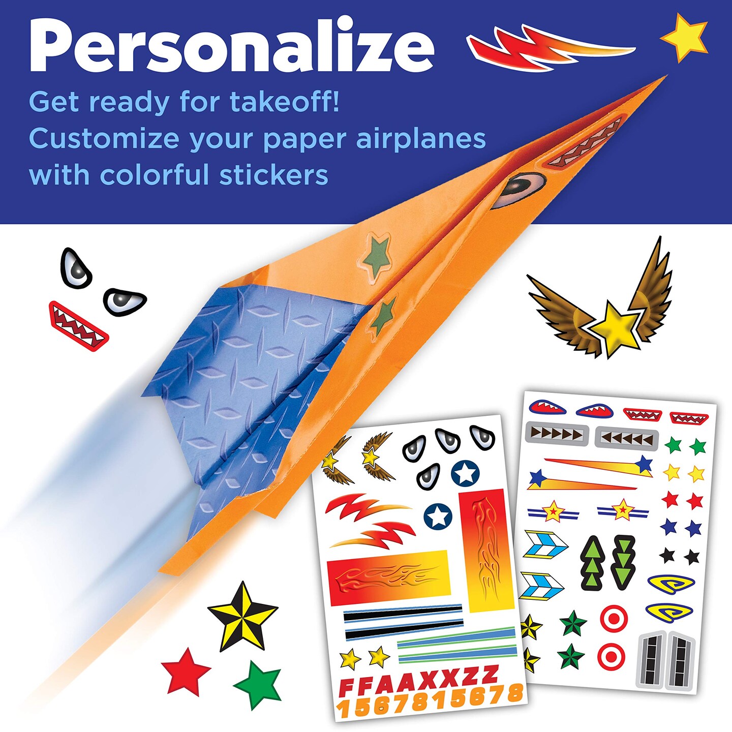 Paper Airplane Squadron - Create 20 Paper Airplanes, Crafts for Boys and Girls, Stocking Stuffers and Gift for Boys, Kids Activities for Ages 6-8+