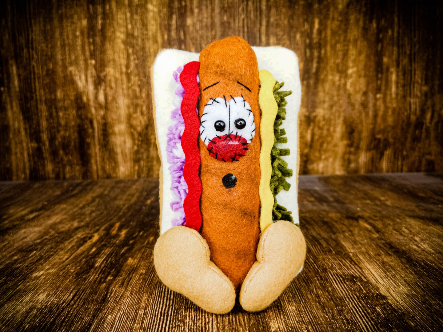 Hot Dog - Faux Hotdog - Cartoon Hot Dog - Shelf Sitter - Photo