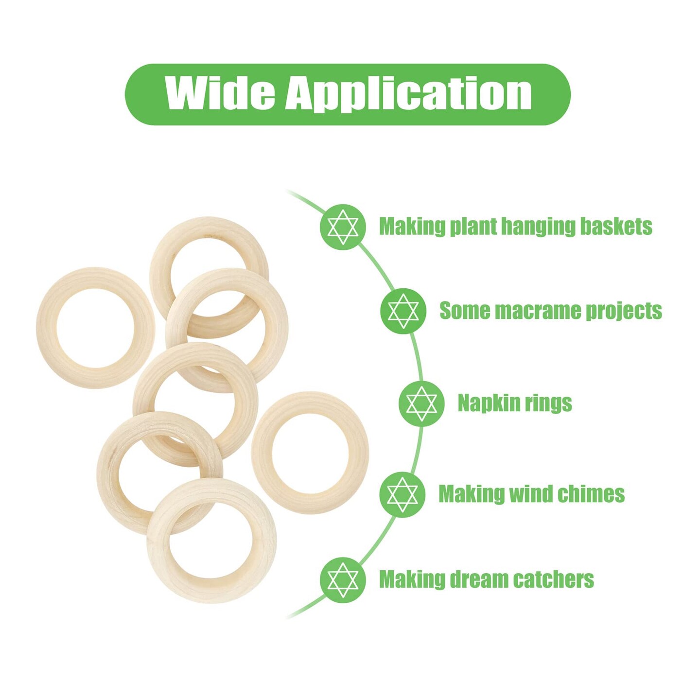 20 Pieces Natural Wood Rings for Crafts, Macrame Rings for DIY, Wooden Rings Without Paint, Pendant Connectors 55mm/2.2inch