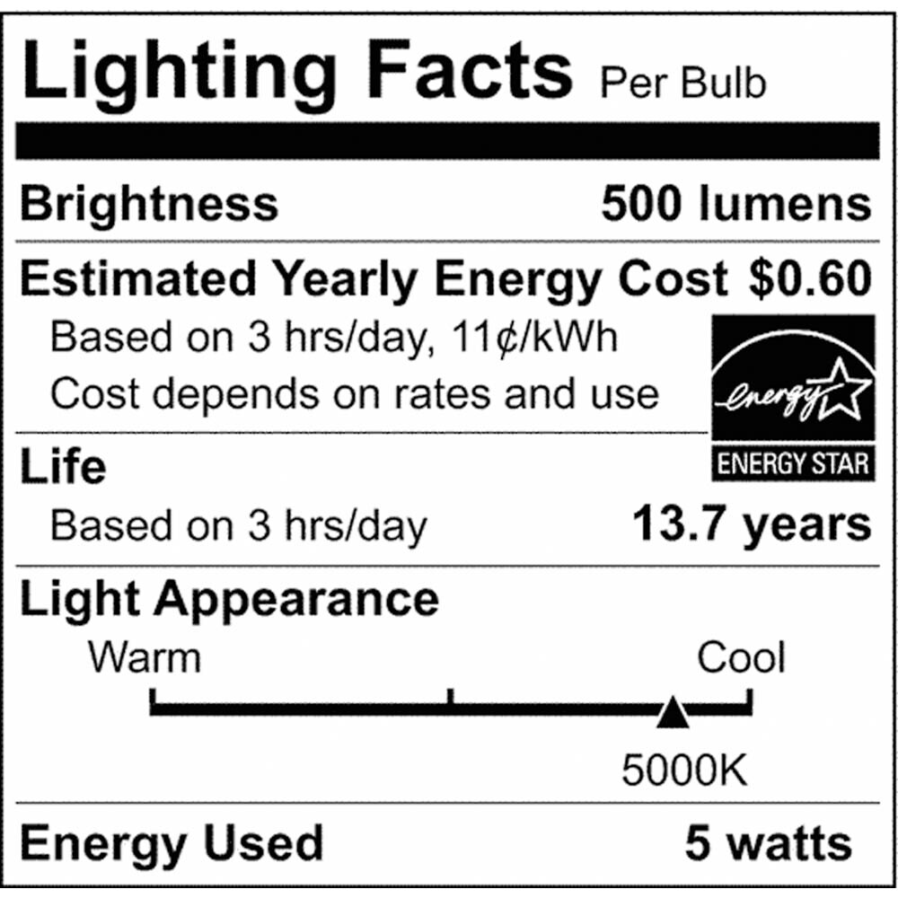 2Pk - 5.5W B11 LED Clear Candelabra Base 5000K 500 Lumens 120v