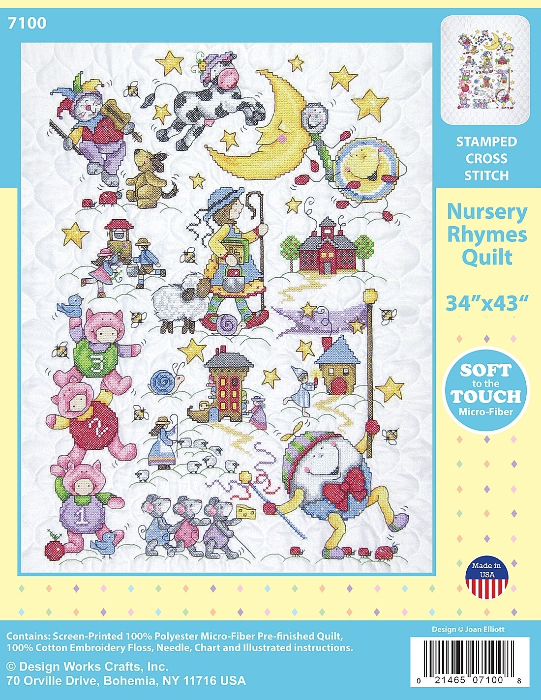 Design Works Stamped Quilt Cross Stitch Kit 34&#x22;X43&#x22;-Nursery Rhymes