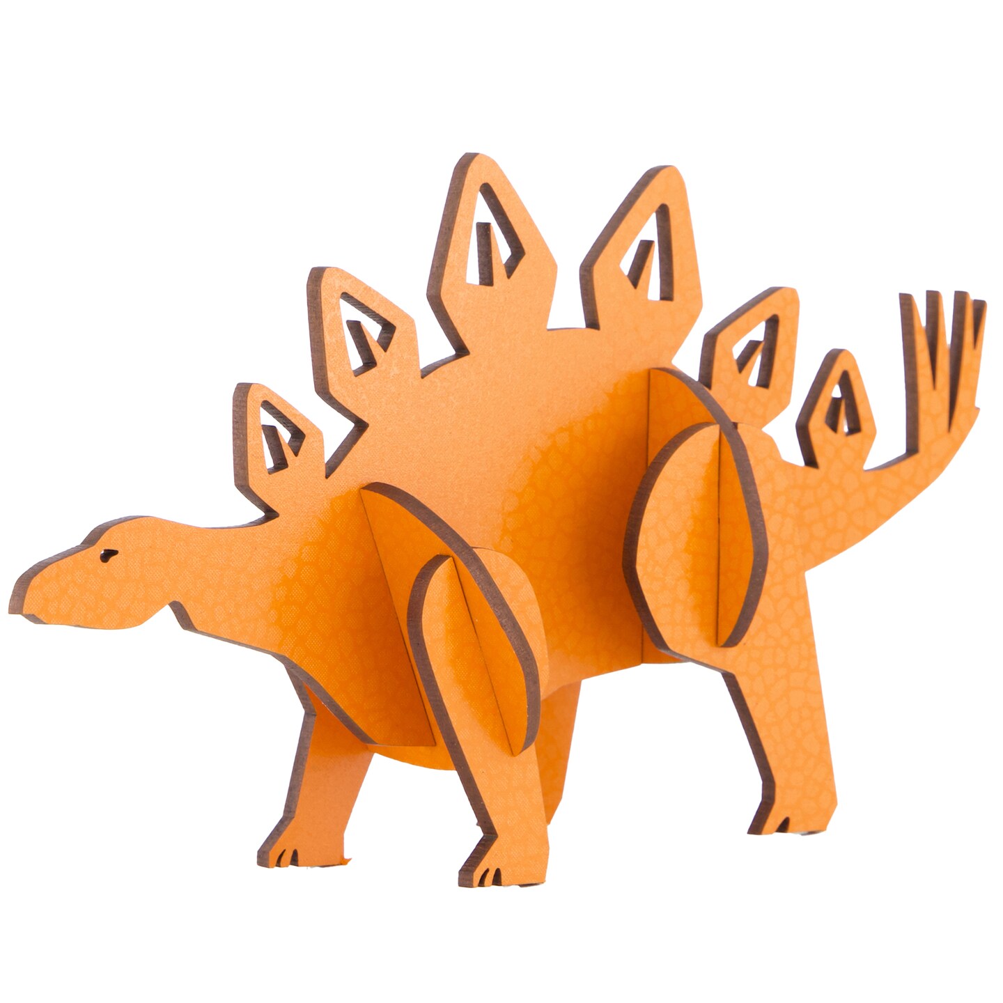Little & Wood: Woodlet: Medium - Stegosaurus - Orange, 3D Wooden Kit-Set, Jurassic Dinosaur Puzzle, Easy Assembly Model, Pop Build Fun, Ages 6+