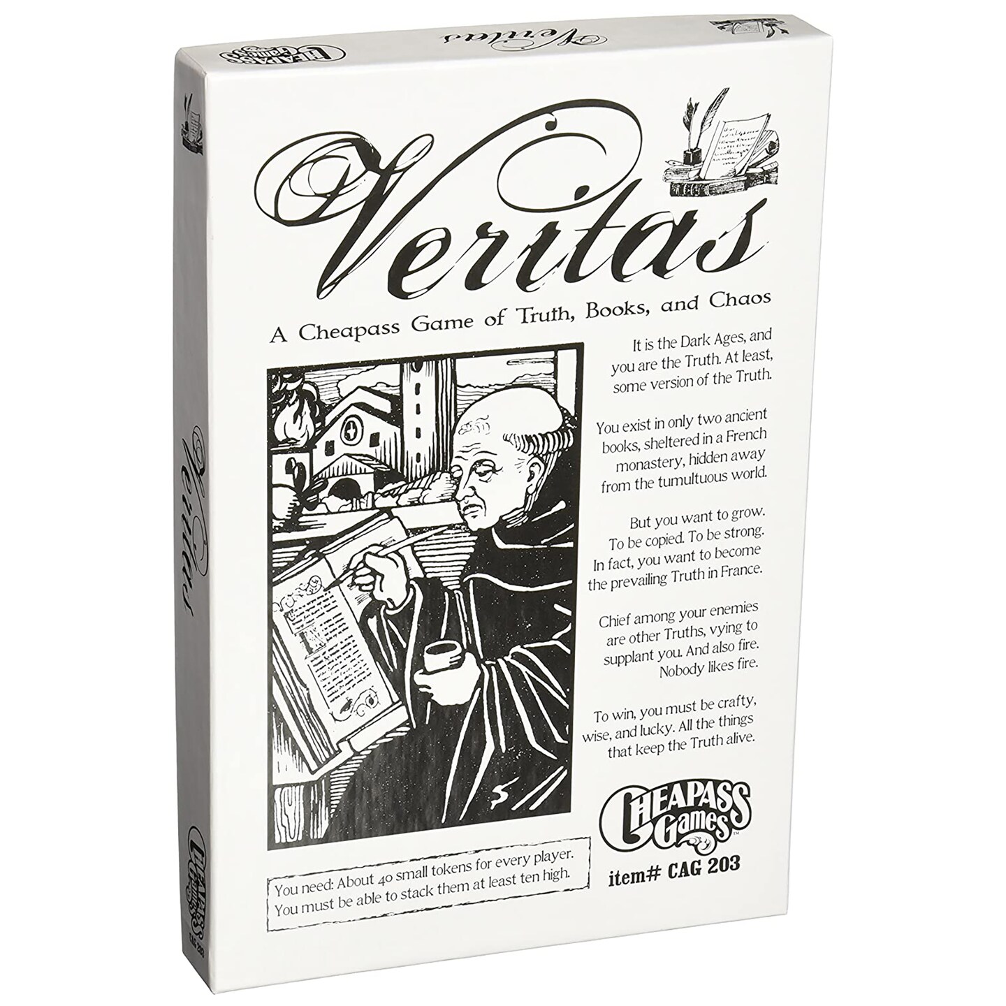 Cheapass Games: Veritas - Board Game Of Truth Books & Chaos, Euro-Style, Dark Ages, Greater Than Games, 3-6 Players