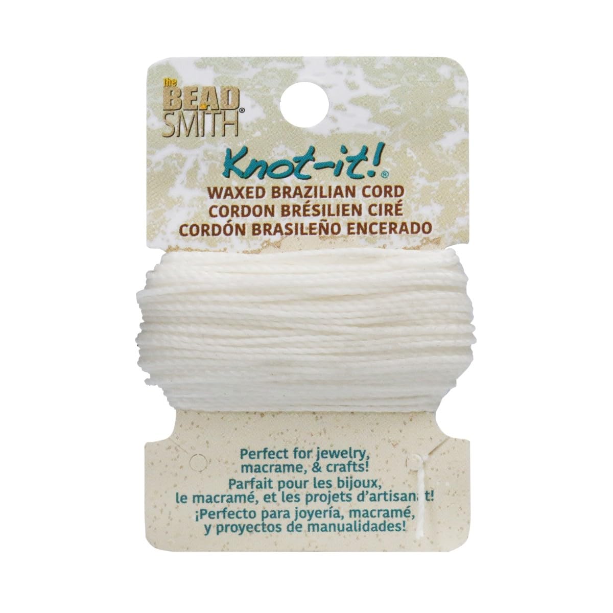 The Beadsmith Waxed Brazilian Cord, 0.7 mm Diameter, Light Wax, 15 Yards (13.7 m)