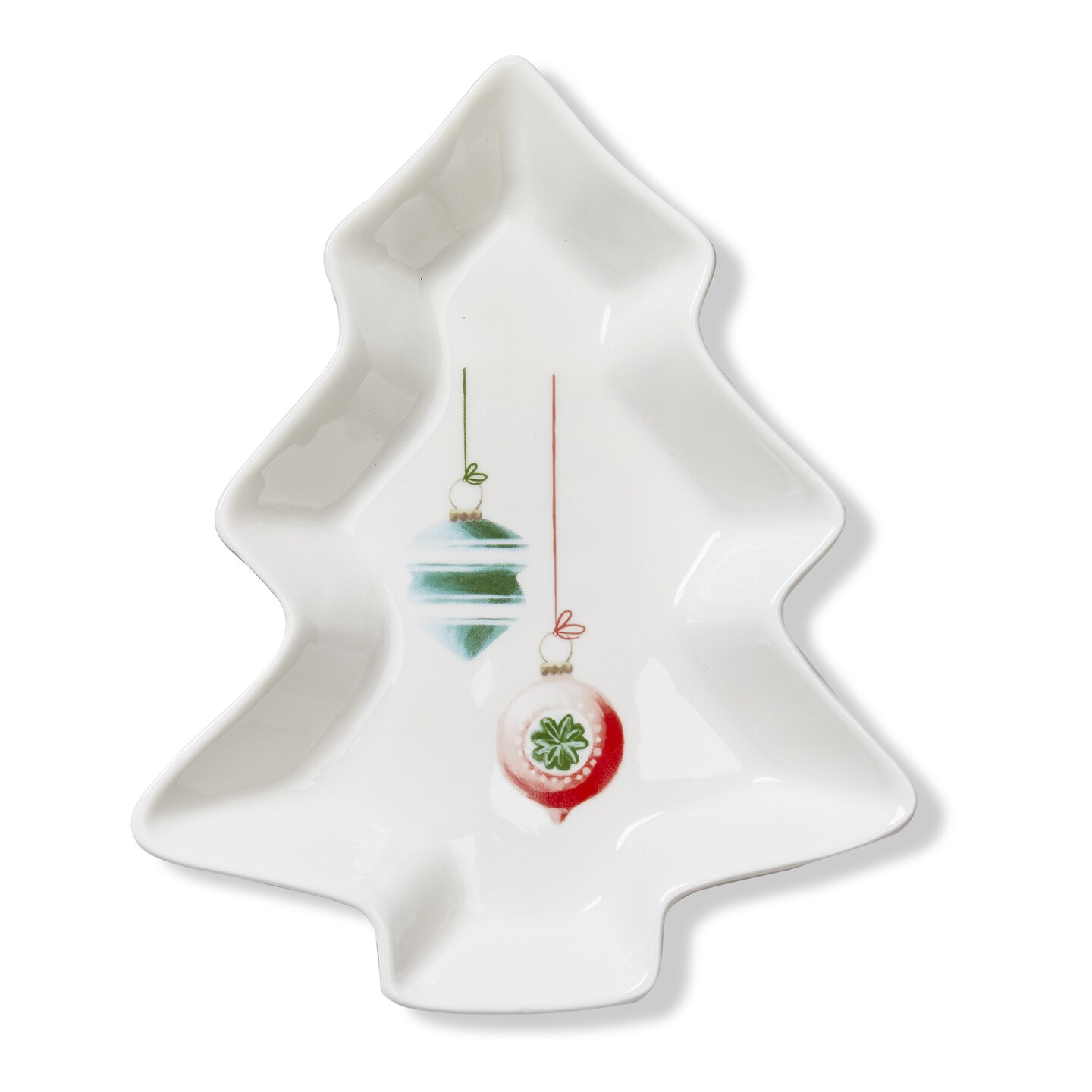 Medium Christmas Tree Serving Dish - Multicolor Bone China, Dishwasher Safe, 8.5&#x22; L x 7&#x22; W x 1.25&#x22; H