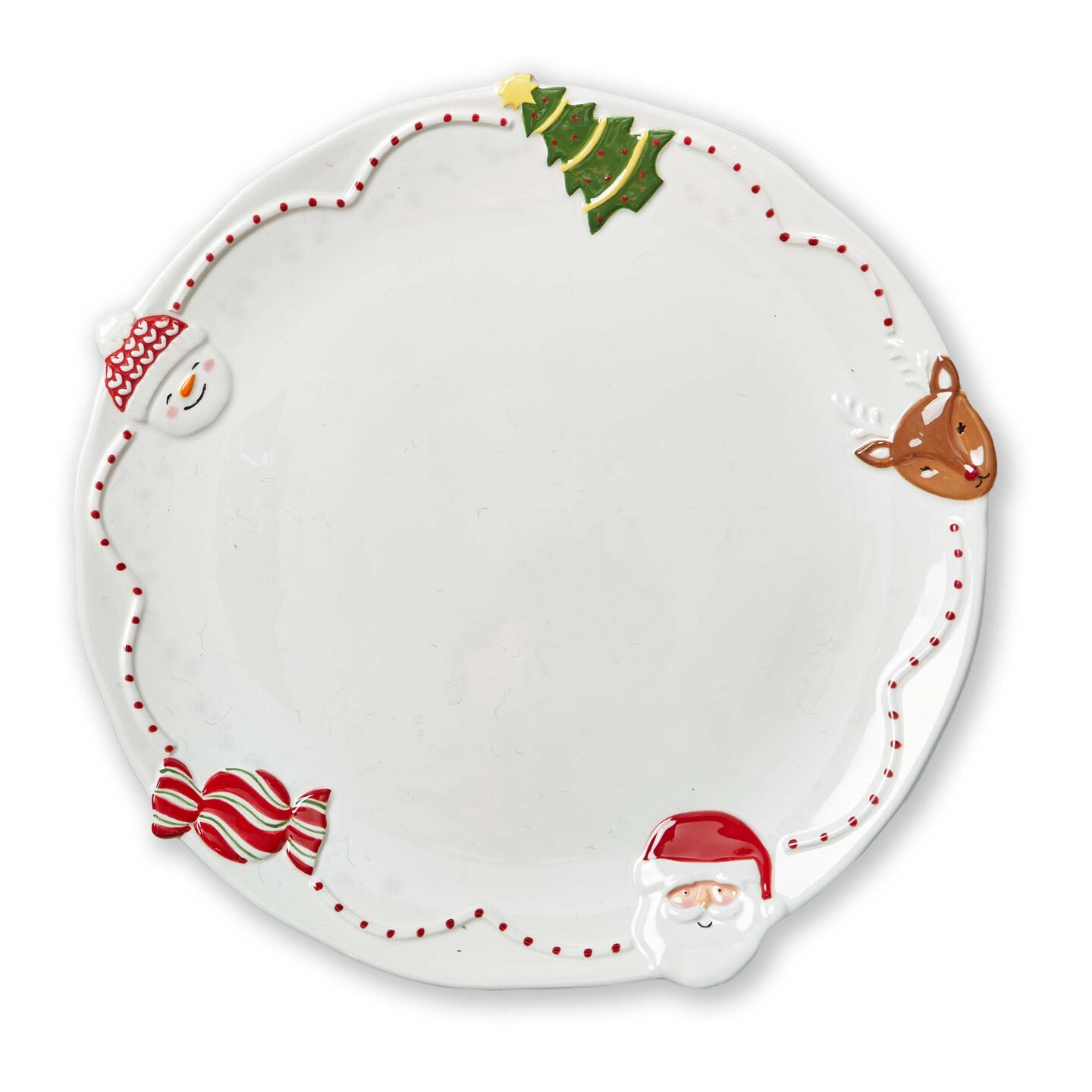 Holiday Cheer Multicolor Ceramic Round Serving Platter 12.5 in Perfect for Christmas Gatherings Hand Wash Only