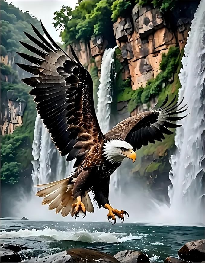 Eagle Diamond Art Kits for Adults, Waterfall Diamond Painting Kits