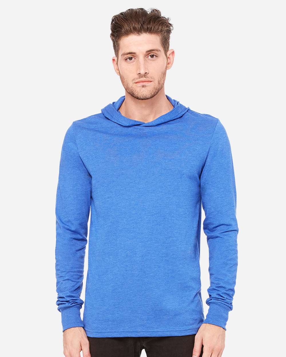 BELLA+CANVAS Jersey Hooded Long Sleeve Tee for Everyday Wear, Casual Style & Lightweight Comfort Unisex Shirt