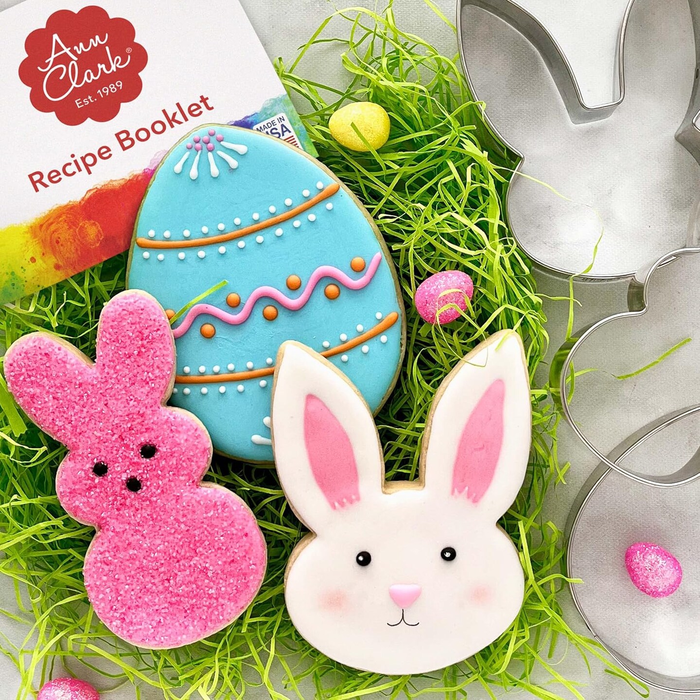 Easter Cookie Cutters 3-Pc. Set Made in USA, Easter Bunny, Egg, Rabbit Head