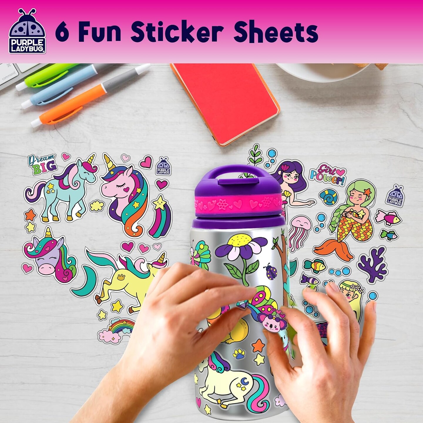 Decorate Your Own Water Bottle Kit - Gifts for Girls Ages 4-8 Years Old