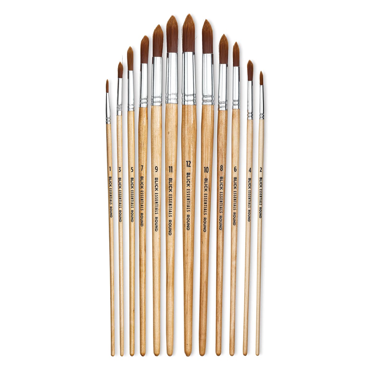 Blick Essentials Value Brush Set - Round Brushes, Brown Nylon, Set of 12