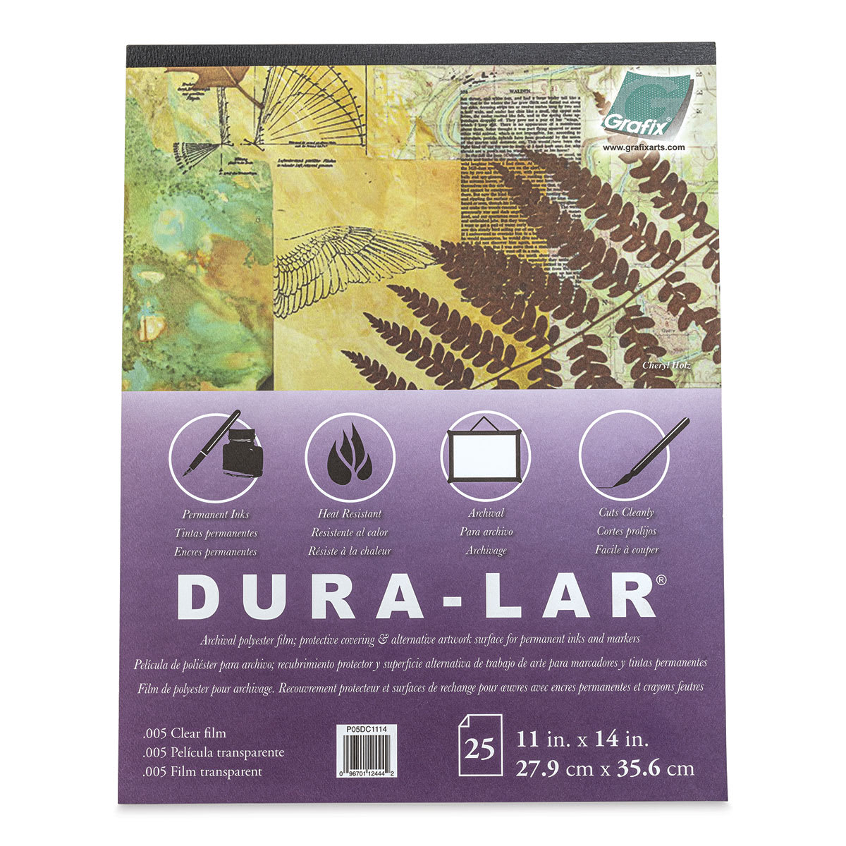 Grafix Dura-Lar Clear Acetate Alternative - 11" x 14" x .005", Pad, 25 Sheets