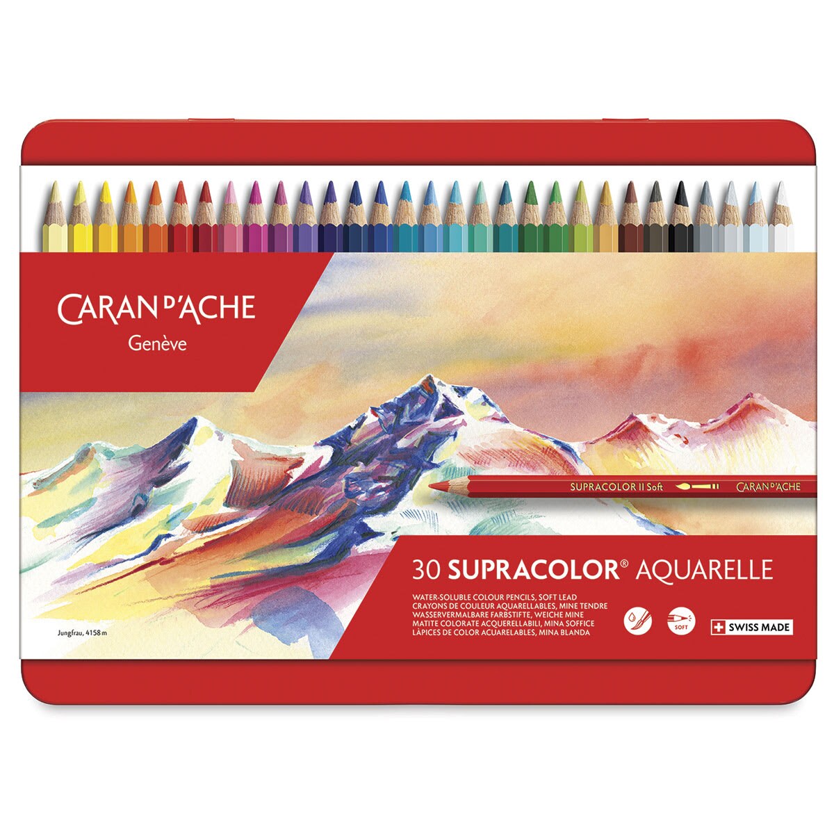 Caran d'Ache Supracolor Soft Aquarelle Pencil Set - Set of 30, Assorted Colors