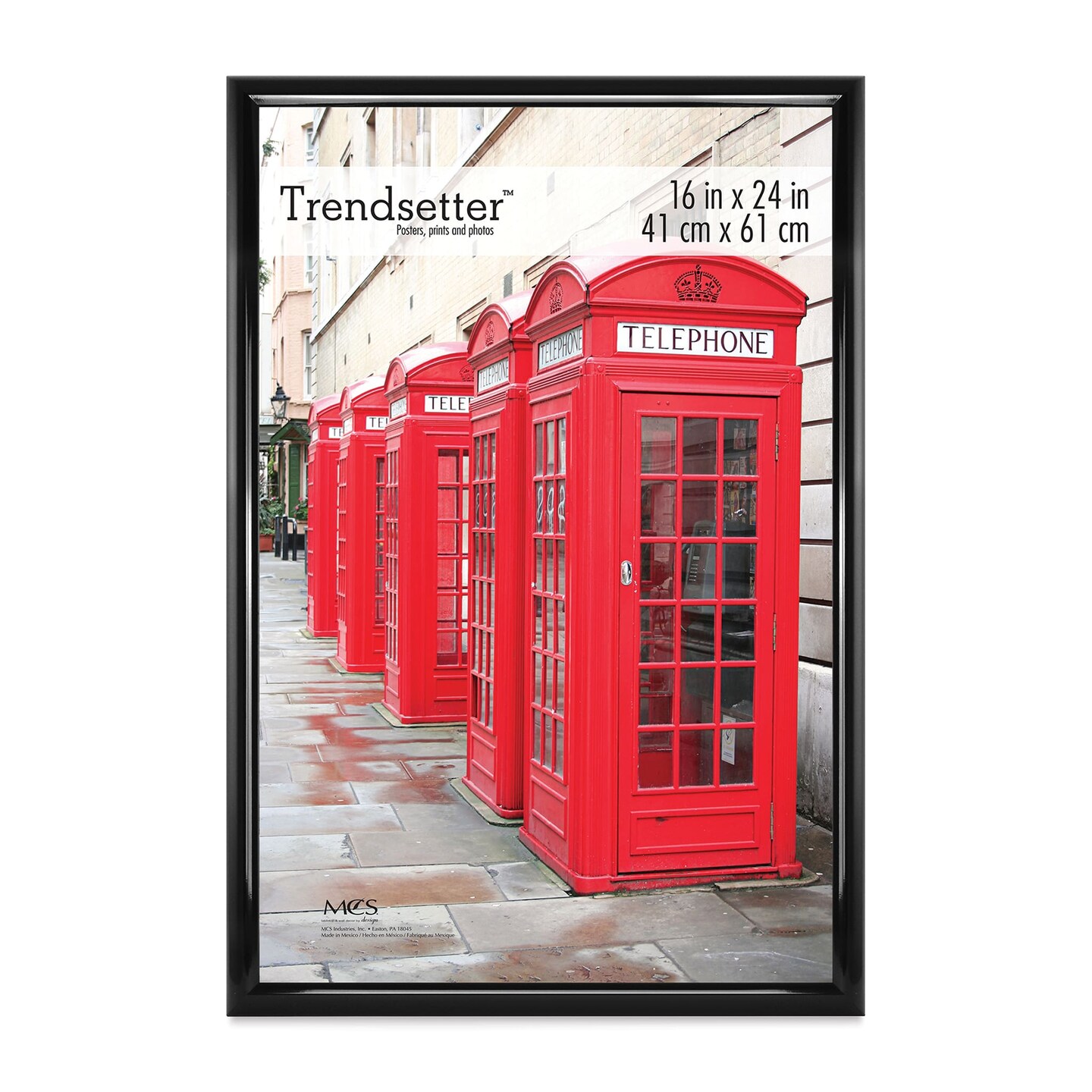 MCS Trendsetter Acrylic Poster Frame - 16" x 24" x 1/4", Black