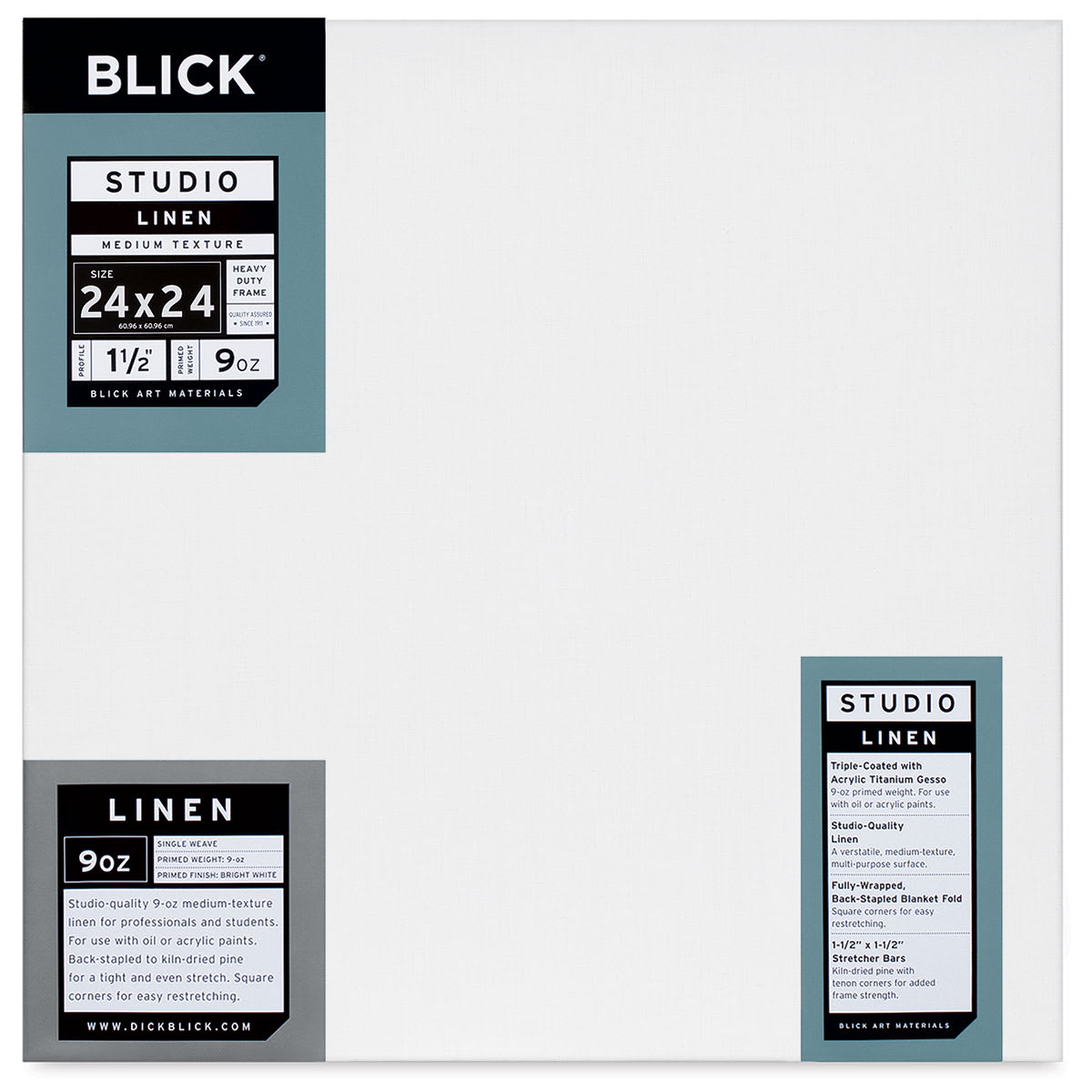 Blick Studio Linen Stretched Canvas - 24" x 24", Gallery 1-1/2" Profile