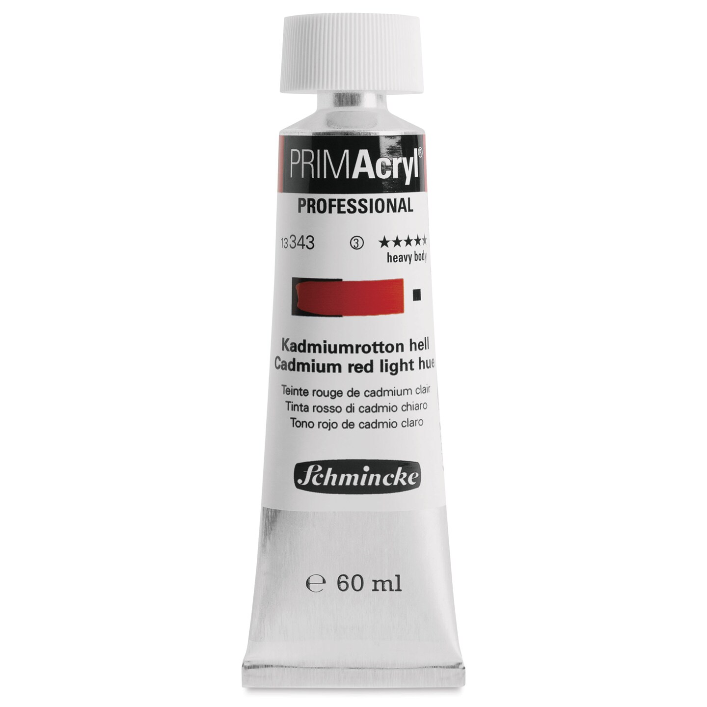 Schmincke Primacryl Professional Acrylic Paint - Cadmium Red Light Hue, 60 ml Tube