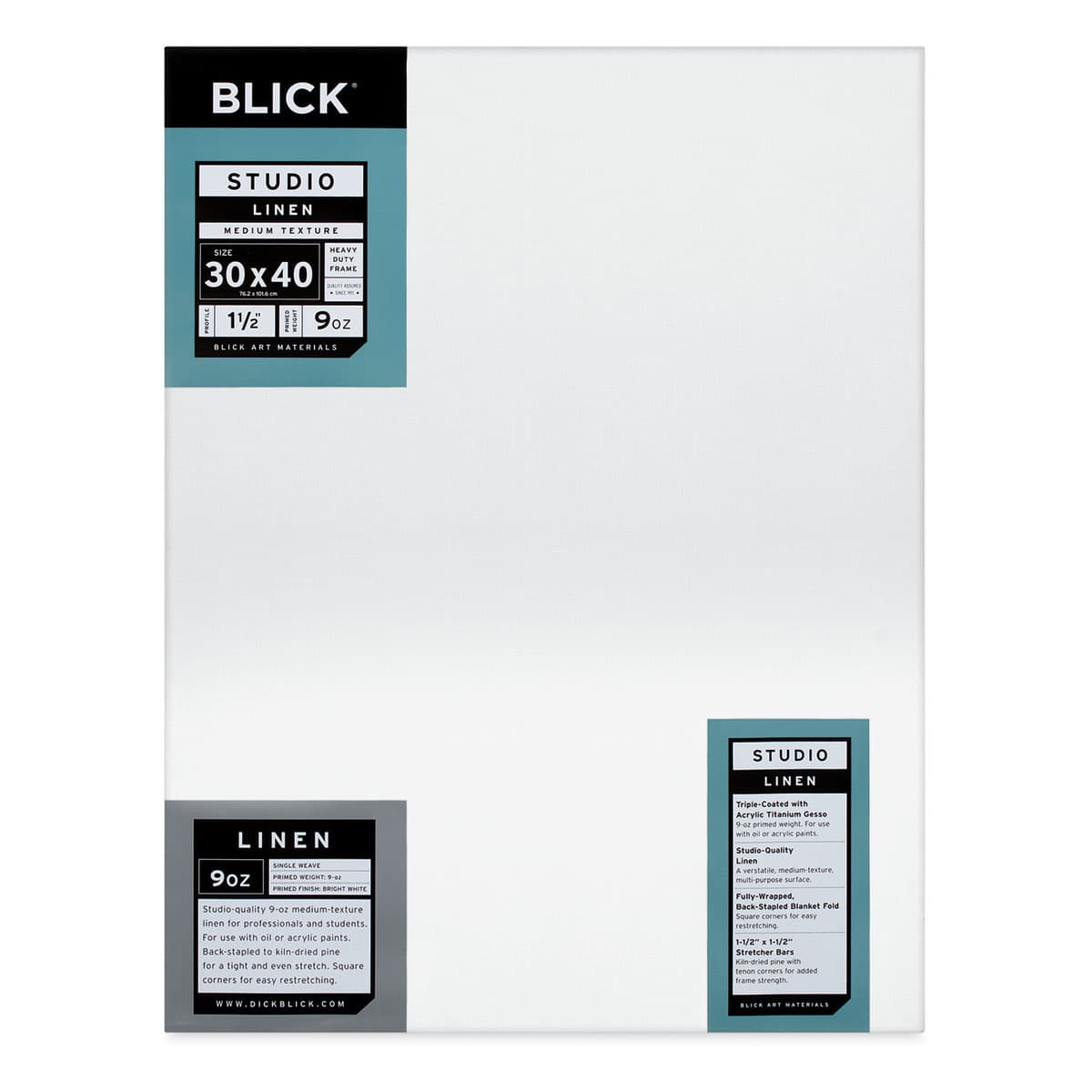 Blick Studio Linen Stretched Canvas - 30" x 40", Gallery 1-1/2" Profile