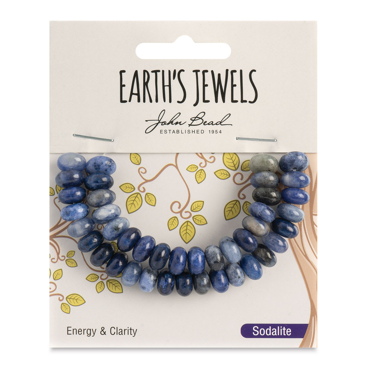 John Bead Earth's Jewels Sodalite Beads - Donut Rondelle, 55 mm x 8 mm, 41 beads