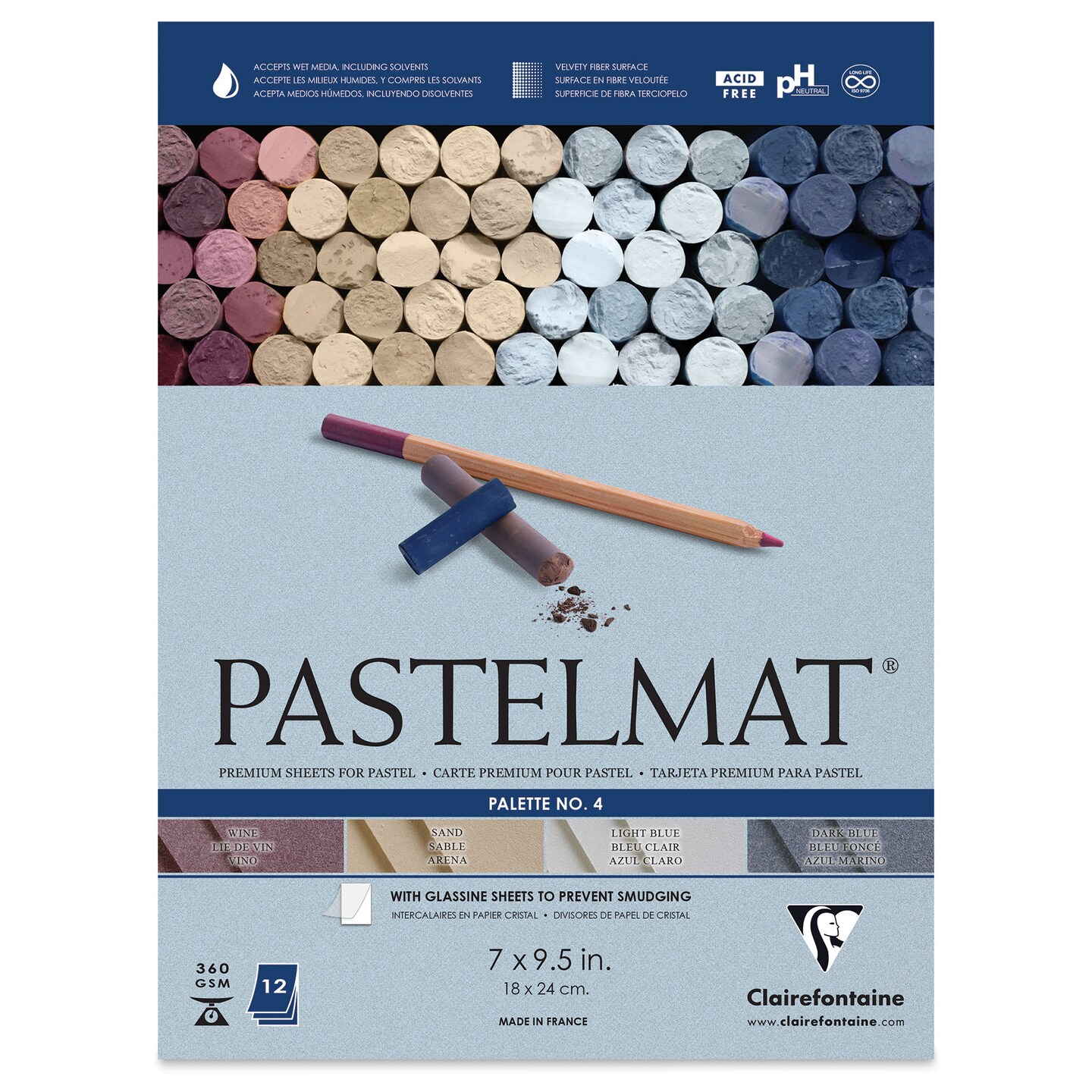 Clairefontaine Pastelmat Pad - 7" x 9-1/2", Palette No. 4, 12 Sheets